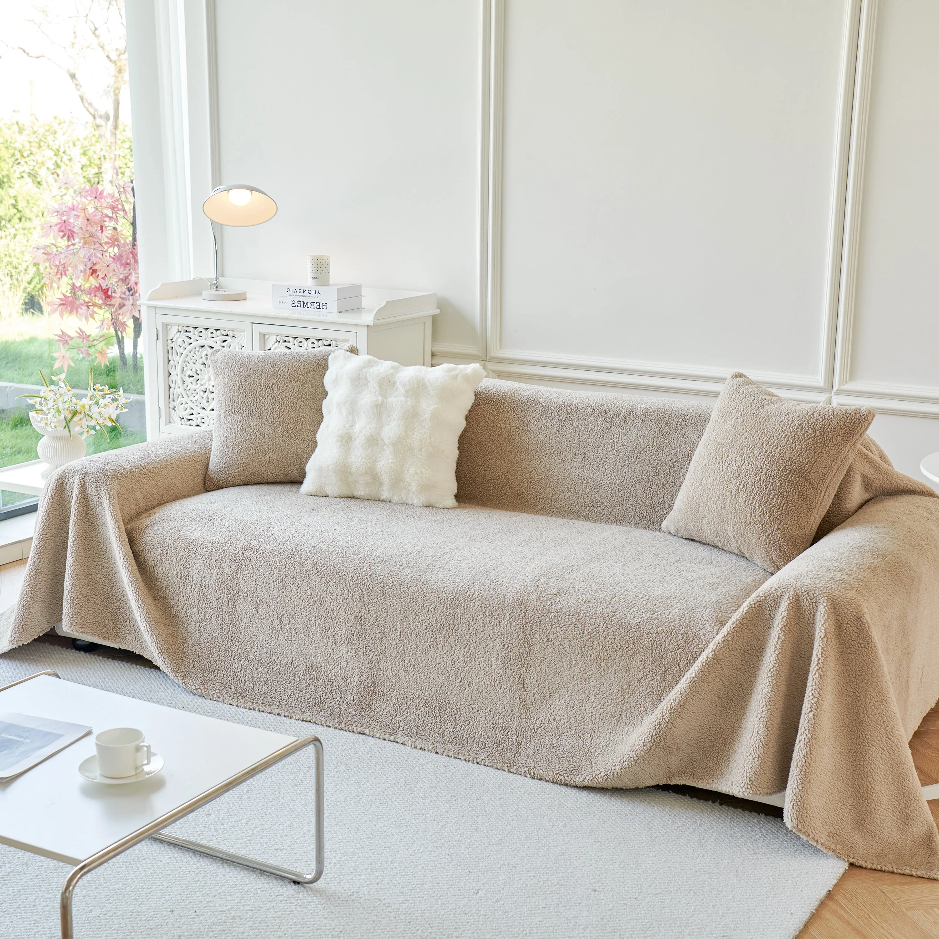 Thick Sherpa Fleece Sofa Protector Cover Stylish Durable Slipcovers for Couches and Chairs - Image 97