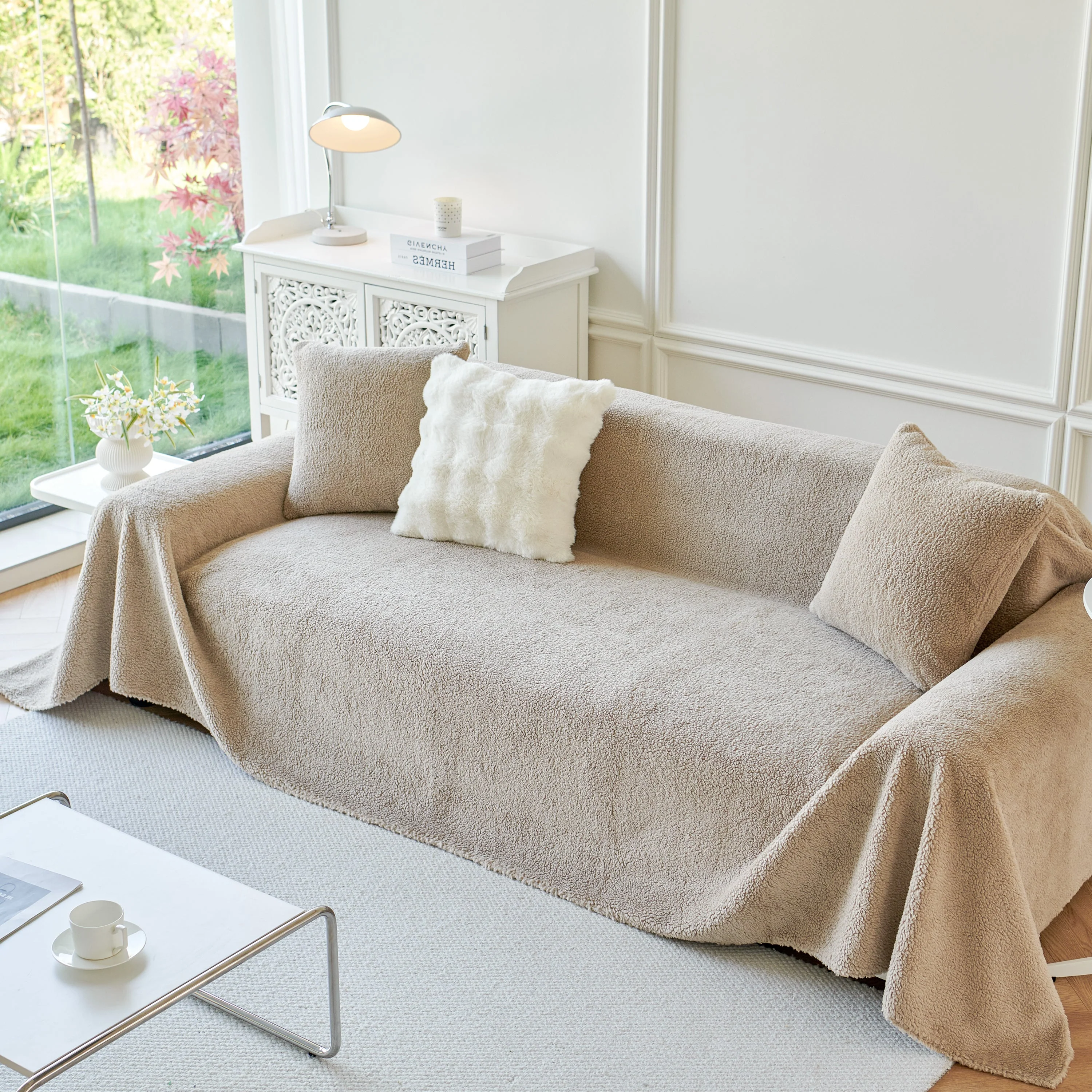 Thick Sherpa Fleece Sofa Protector Cover Stylish Durable Slipcovers for Couches and Chairs - Image 98