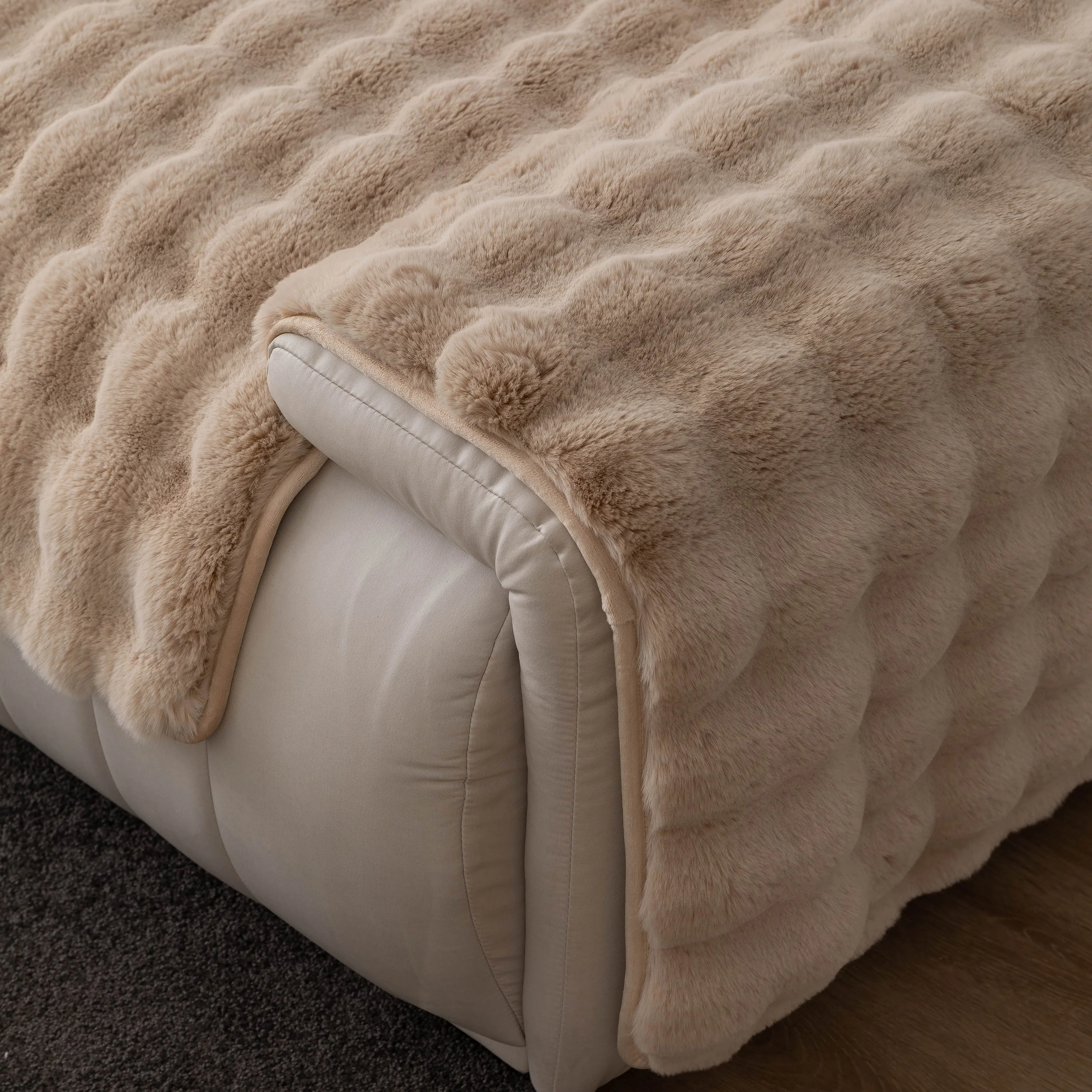 Thick Sofa Cushion Solid Color Faux Fur Fluffy Sofa Cushion Non-Slip Couch Covers - Image 28