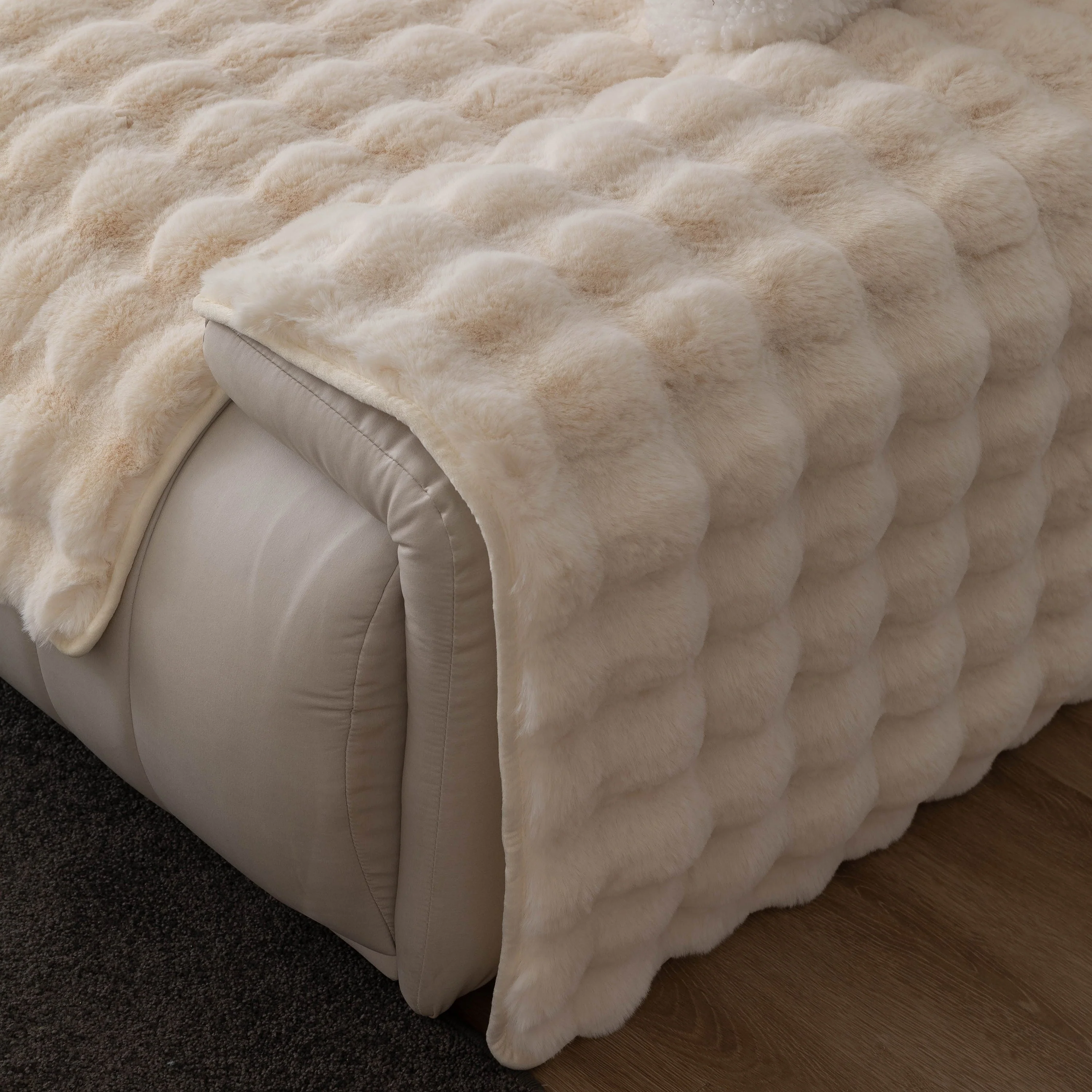 Thick Sofa Cushion Solid Color Faux Fur Fluffy Sofa Cushion Non-Slip Couch Covers - Image 34