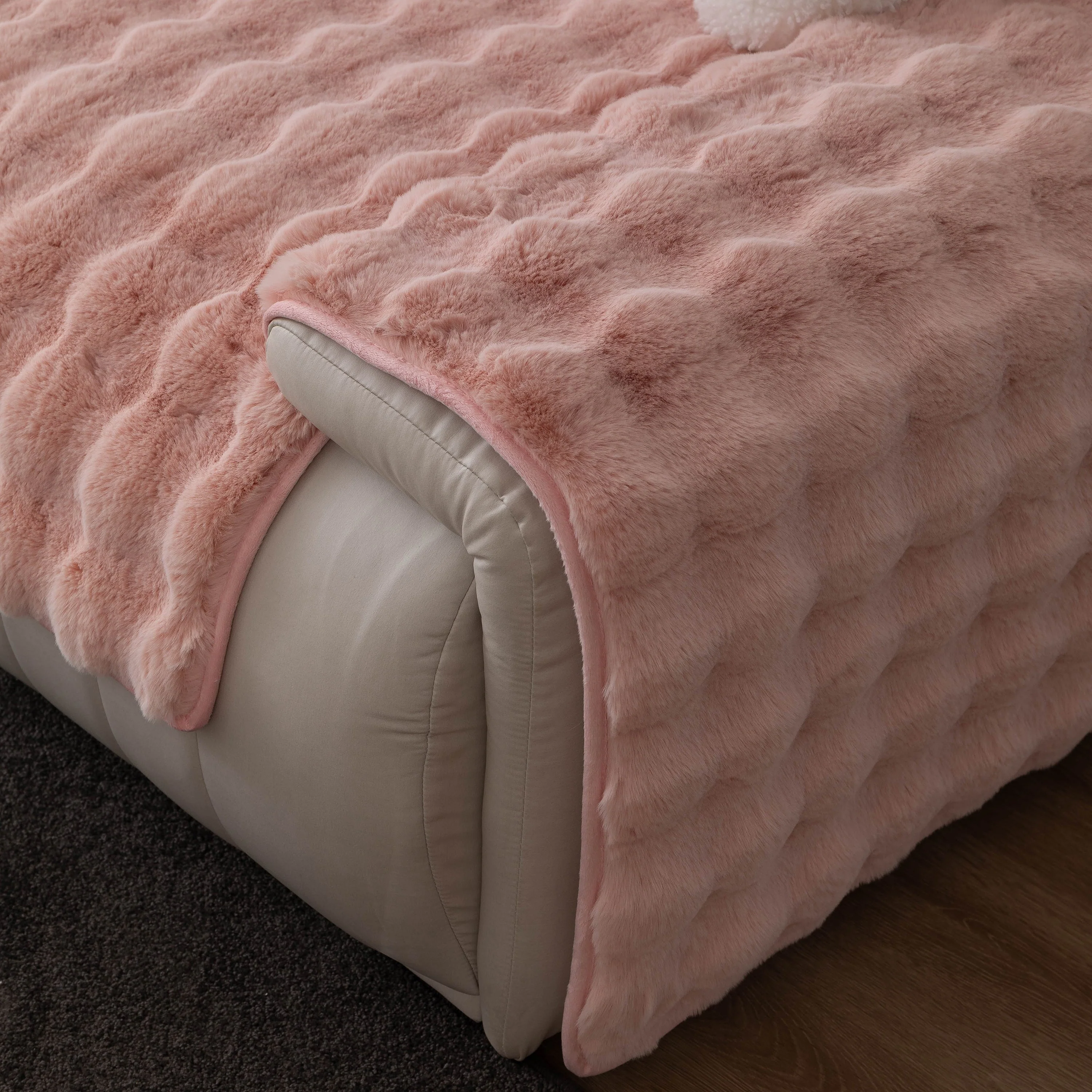 Thick Sofa Cushion Solid Color Faux Fur Fluffy Sofa Cushion Non-Slip Couch Covers - Image 45