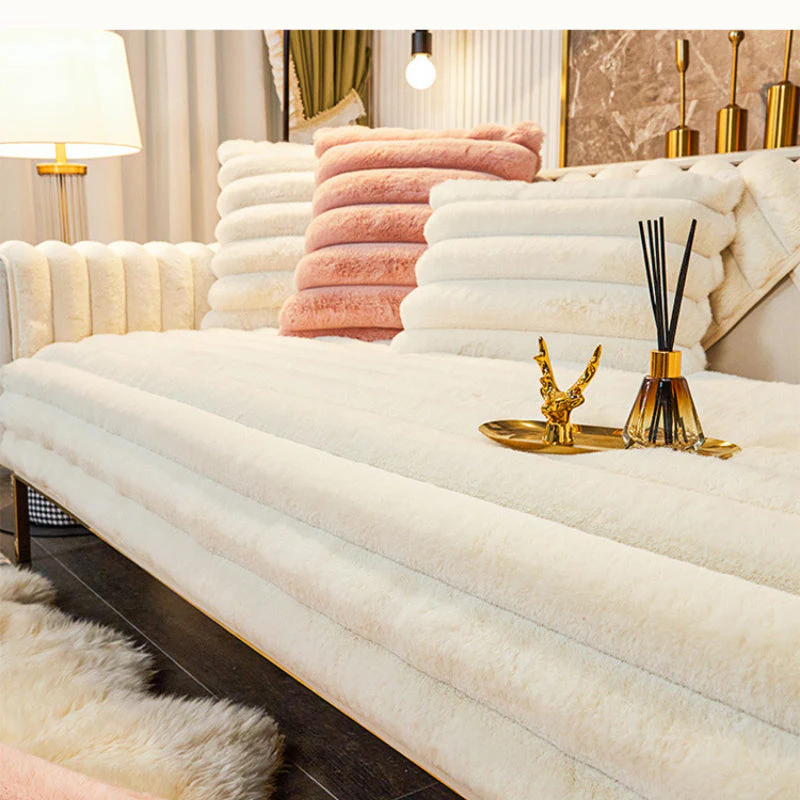 Thicken Faux Fur Rabbit Plush Sofa Cover Non-slip Slipcover Seat European Couch Cover Sofa Towel for Living Room Decor - Image 3