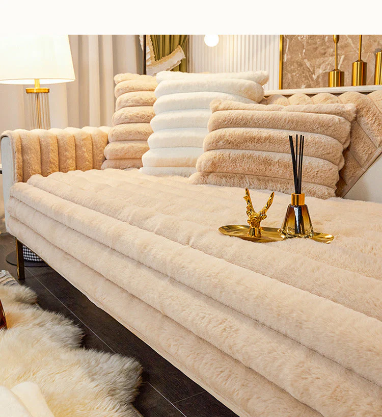 Thicken Faux Fur Rabbit Plush Sofa Cover Non-slip Slipcover Seat European Couch Cover Sofa Towel for Living Room Decor - Image 8