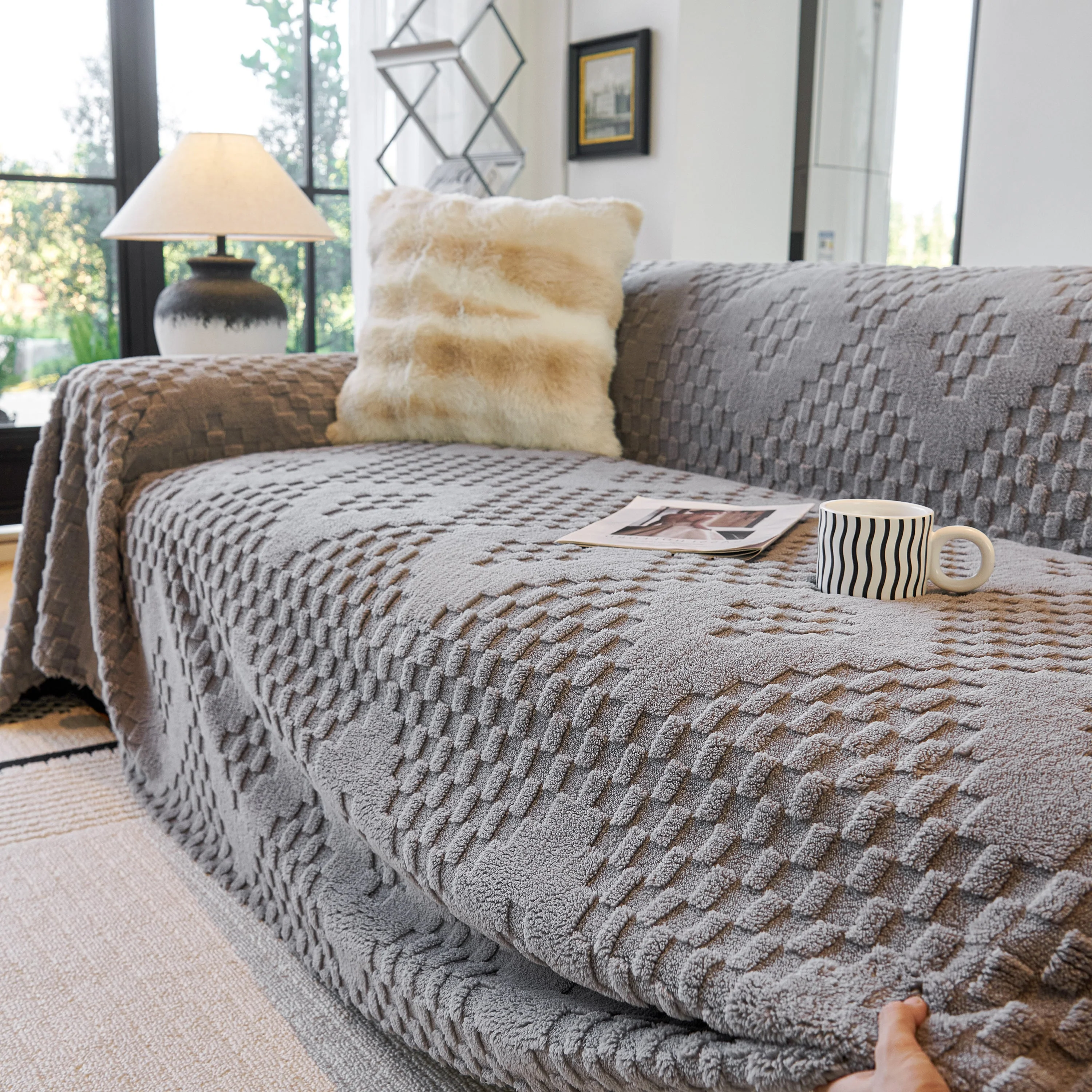 Thickened 3D Plush Premium Living Spaces Couch Covers Soft and Warm Couch Protector Blanket - Image 101