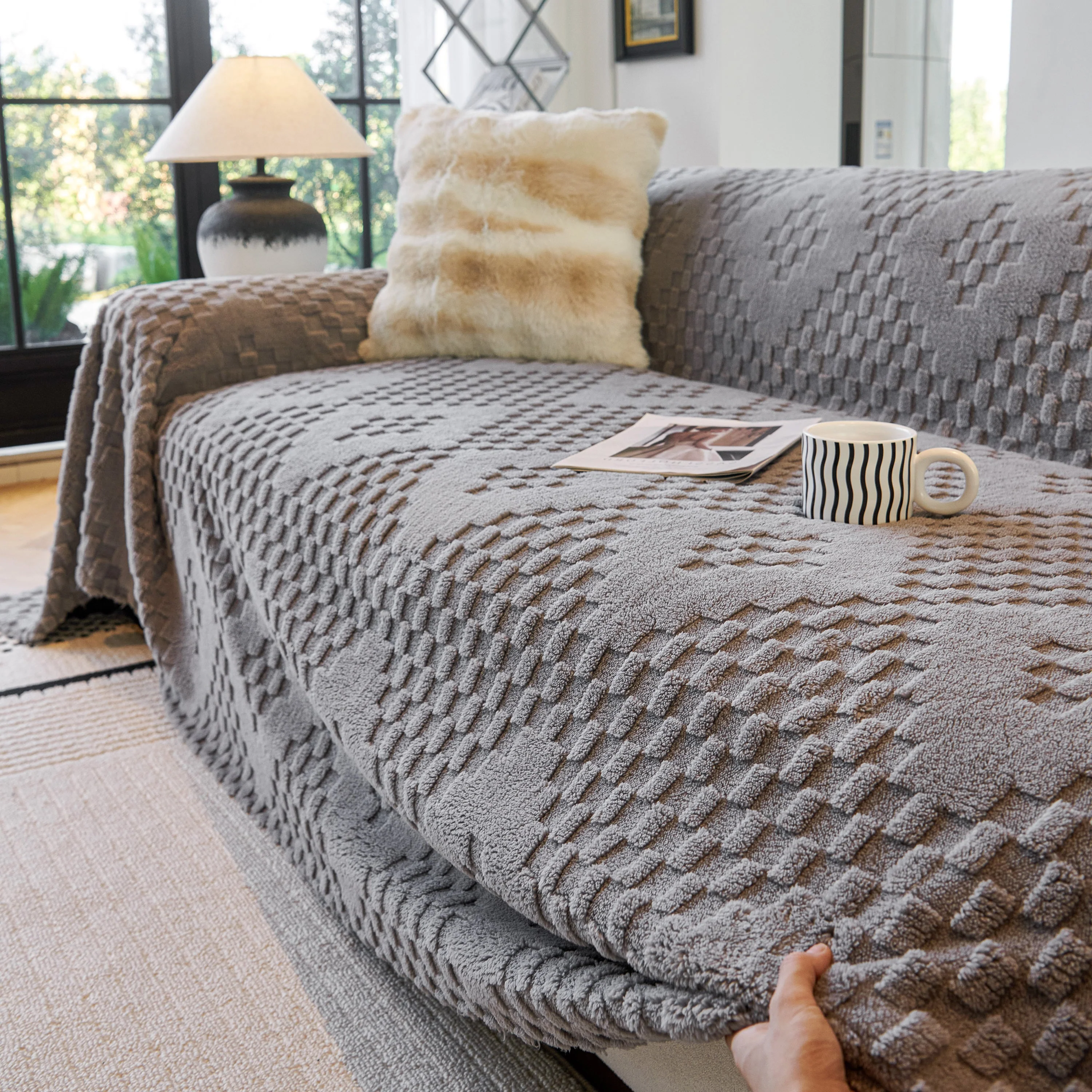 Thickened 3D Plush Premium Living Spaces Couch Covers Soft and Warm Couch Protector Blanket - Image 102