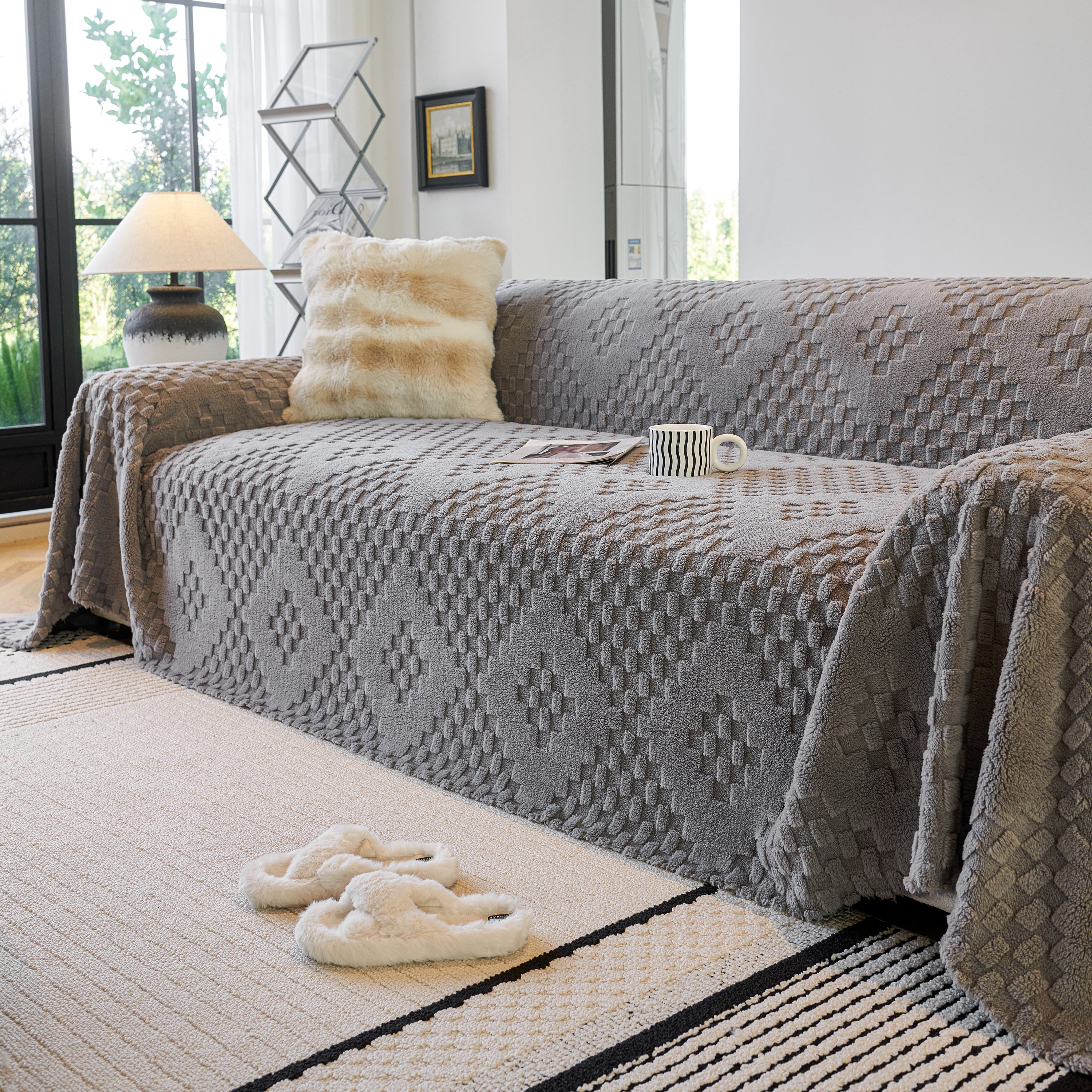 Thickened 3D Plush Premium Living Spaces Couch Covers Soft and Warm Couch Protector Blanket - Image 103