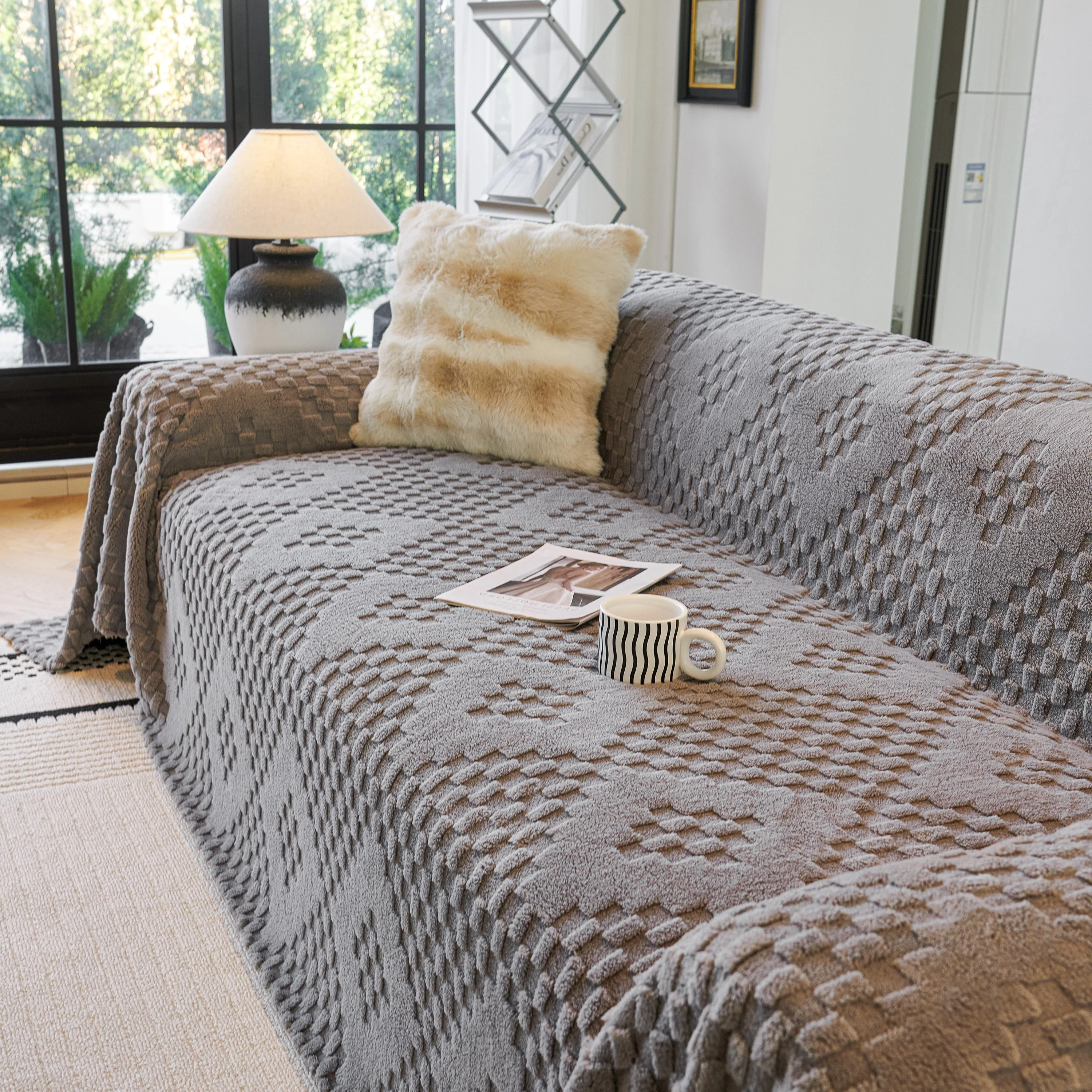 Thickened 3D Plush Premium Living Spaces Couch Covers Soft and Warm Couch Protector Blanket - Image 104