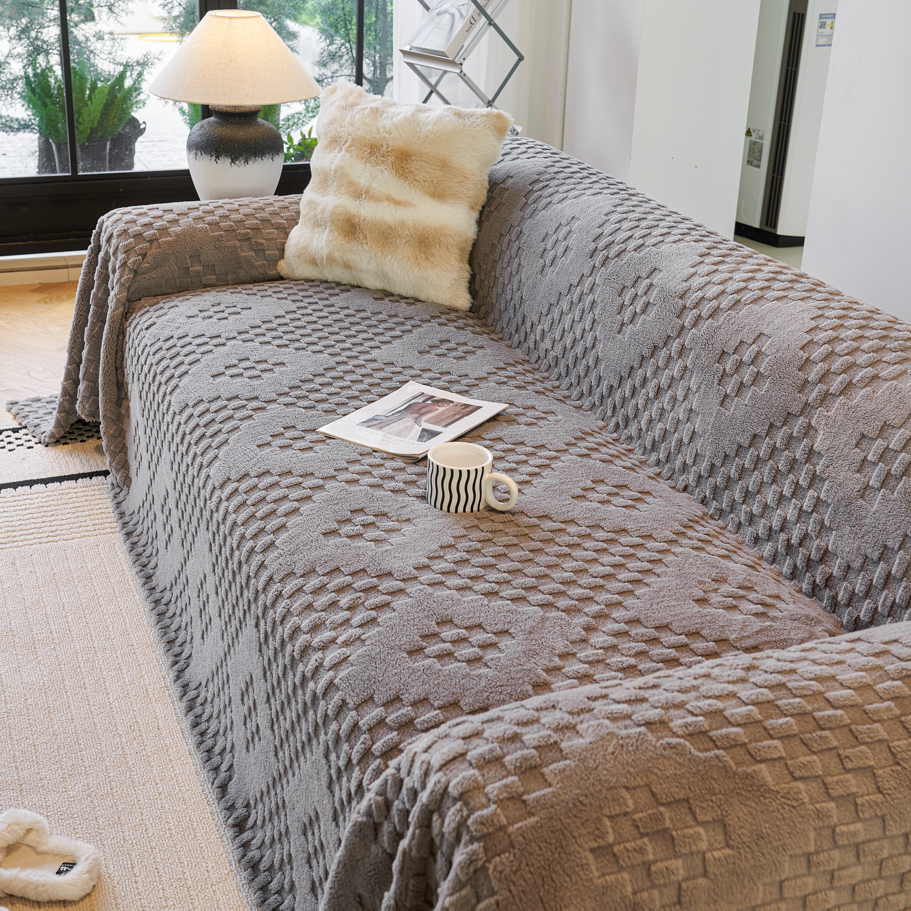 Thickened 3D Plush Premium Living Spaces Couch Covers Soft and Warm Couch Protector Blanket - Image 107