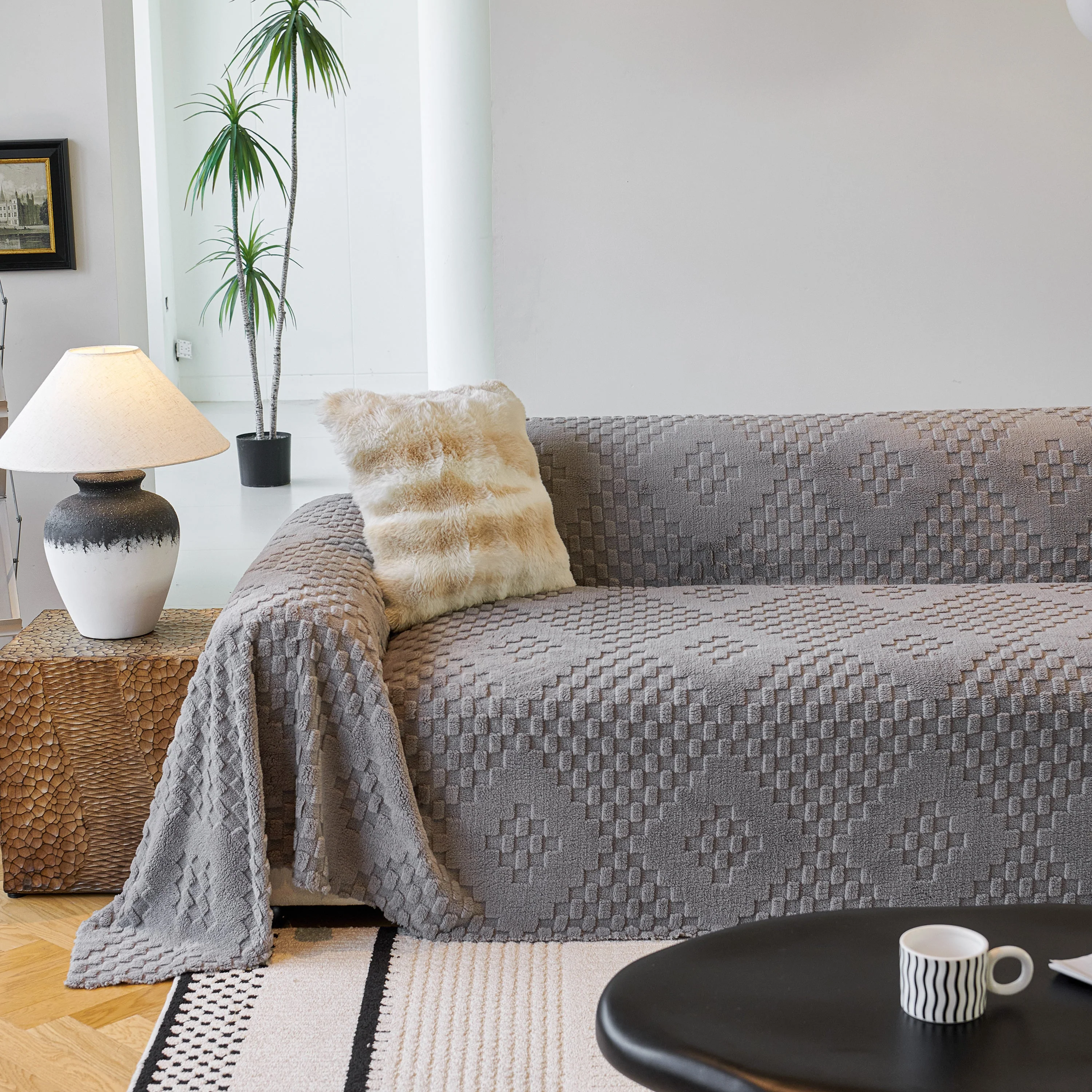 Thickened 3D Plush Premium Living Spaces Couch Covers Soft and Warm Couch Protector Blanket - Image 108
