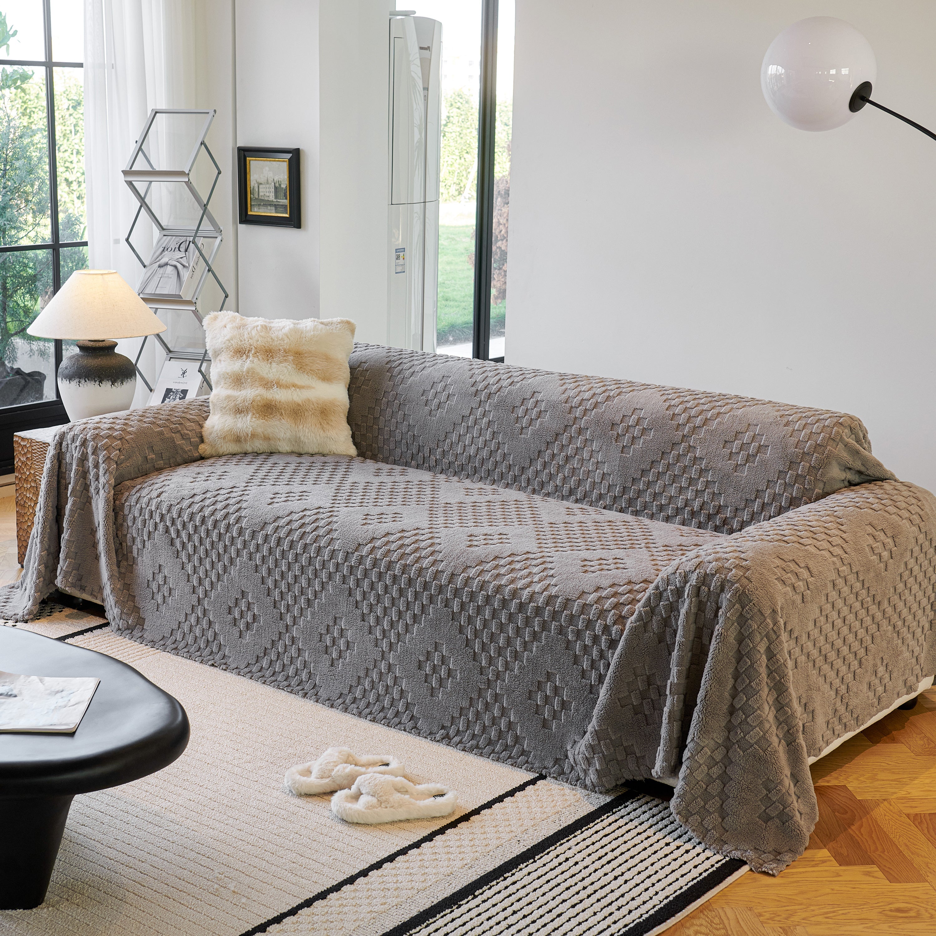 Thickened 3D Plush Premium Living Spaces Couch Covers Soft and Warm Couch Protector Blanket - Image 109