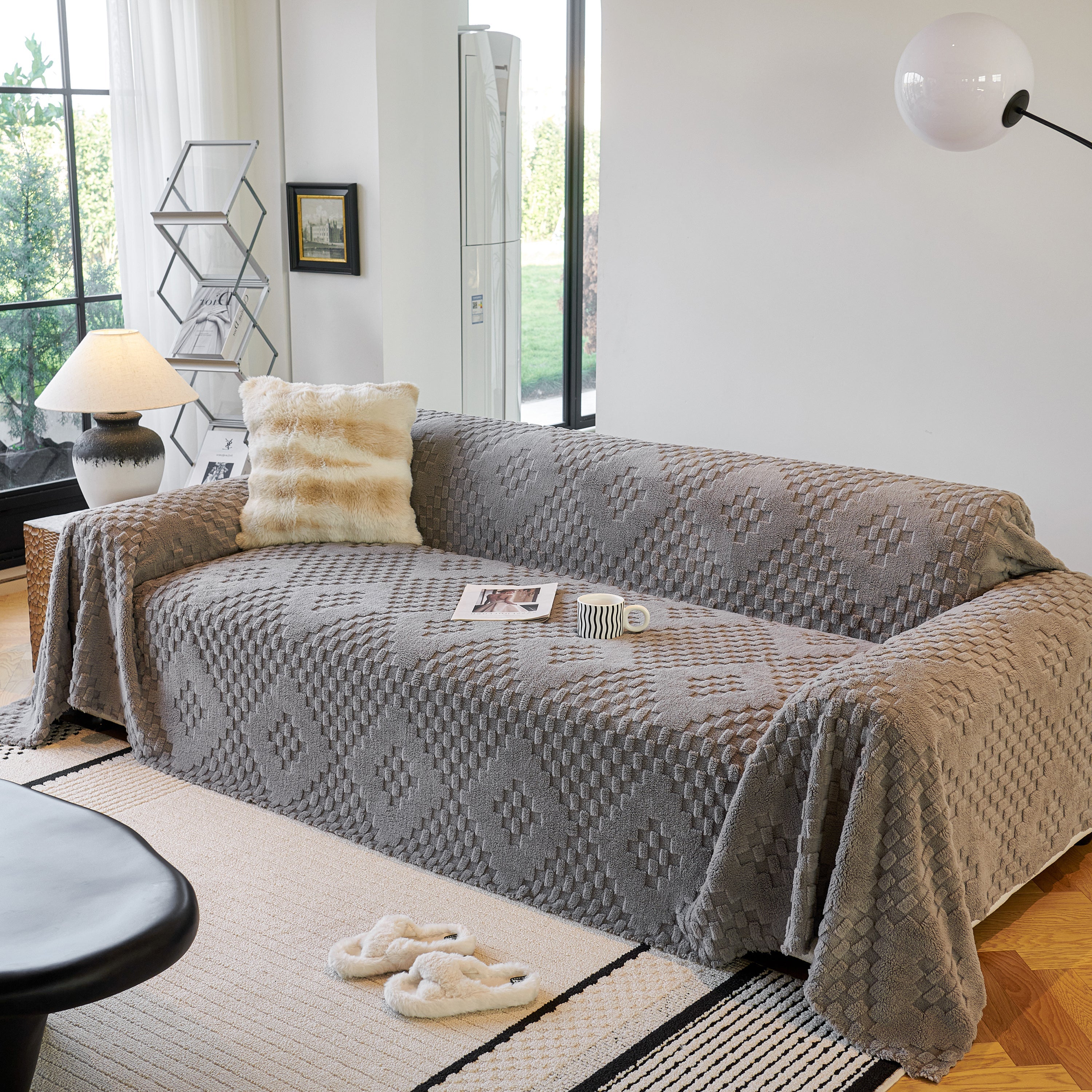 Thickened 3D Plush Premium Living Spaces Couch Covers Soft and Warm Couch Protector Blanket - Image 110