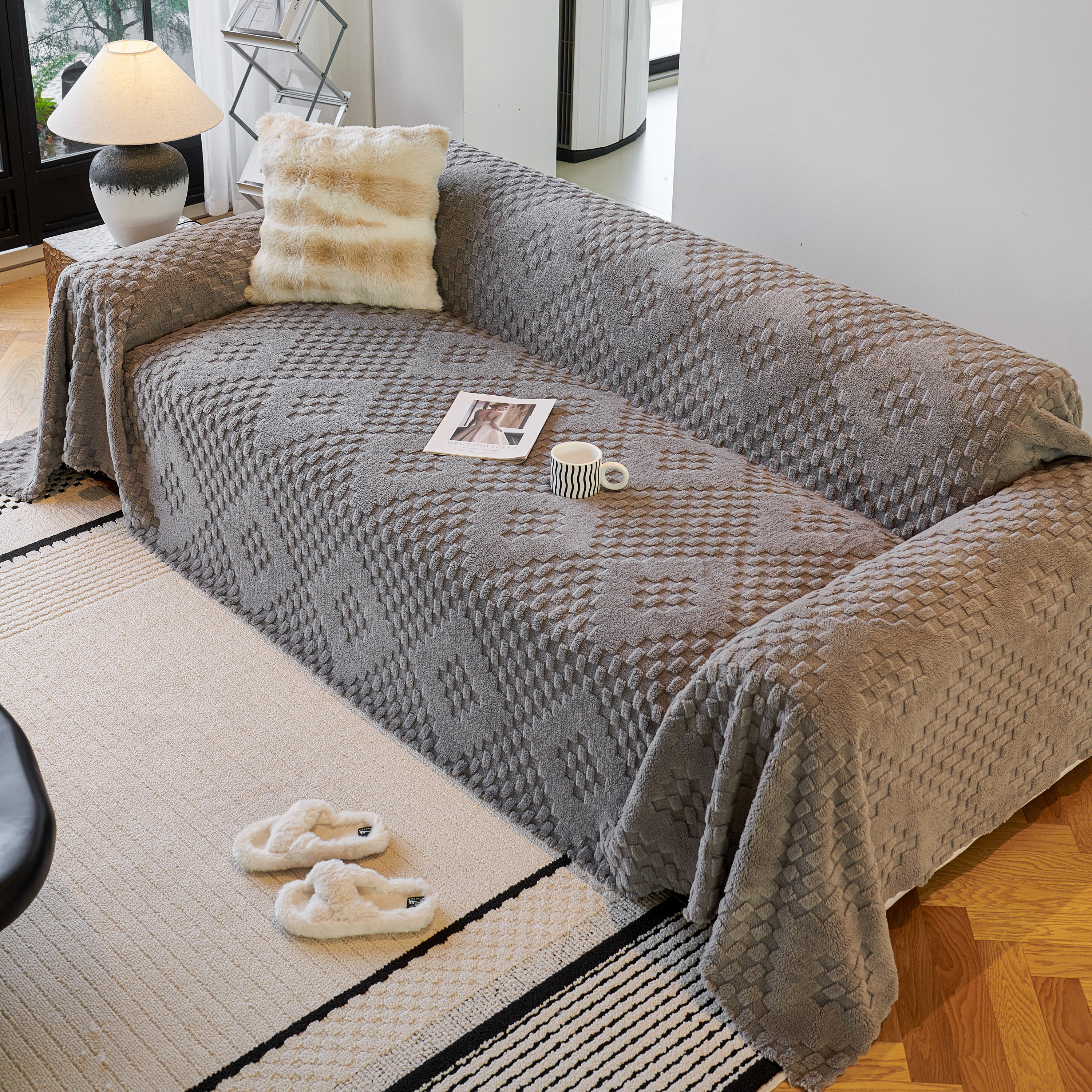 Thickened 3D Plush Premium Living Spaces Couch Covers Soft and Warm Couch Protector Blanket - Image 111