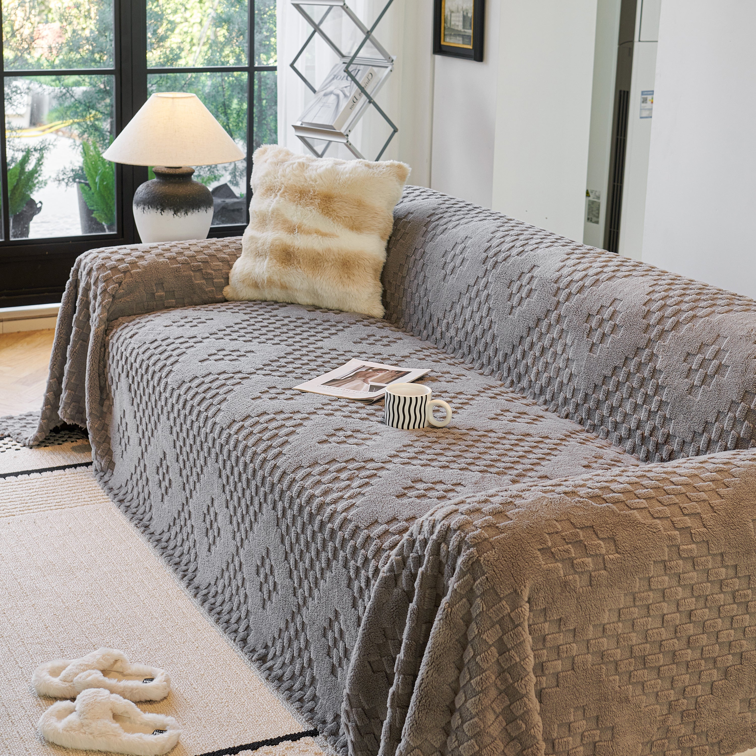 Thickened 3D Plush Premium Living Spaces Couch Covers Soft and Warm Couch Protector Blanket - Image 112