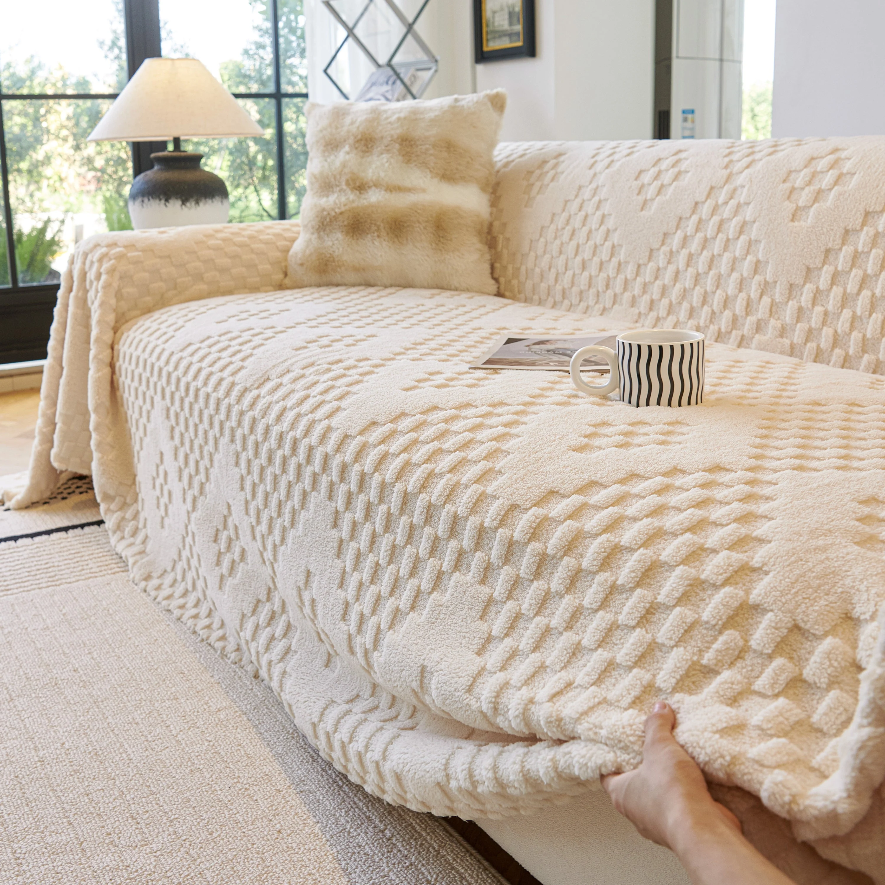 Thickened 3D Plush Premium Living Spaces Couch Covers Soft and Warm Couch Protector Blanket - Image 14