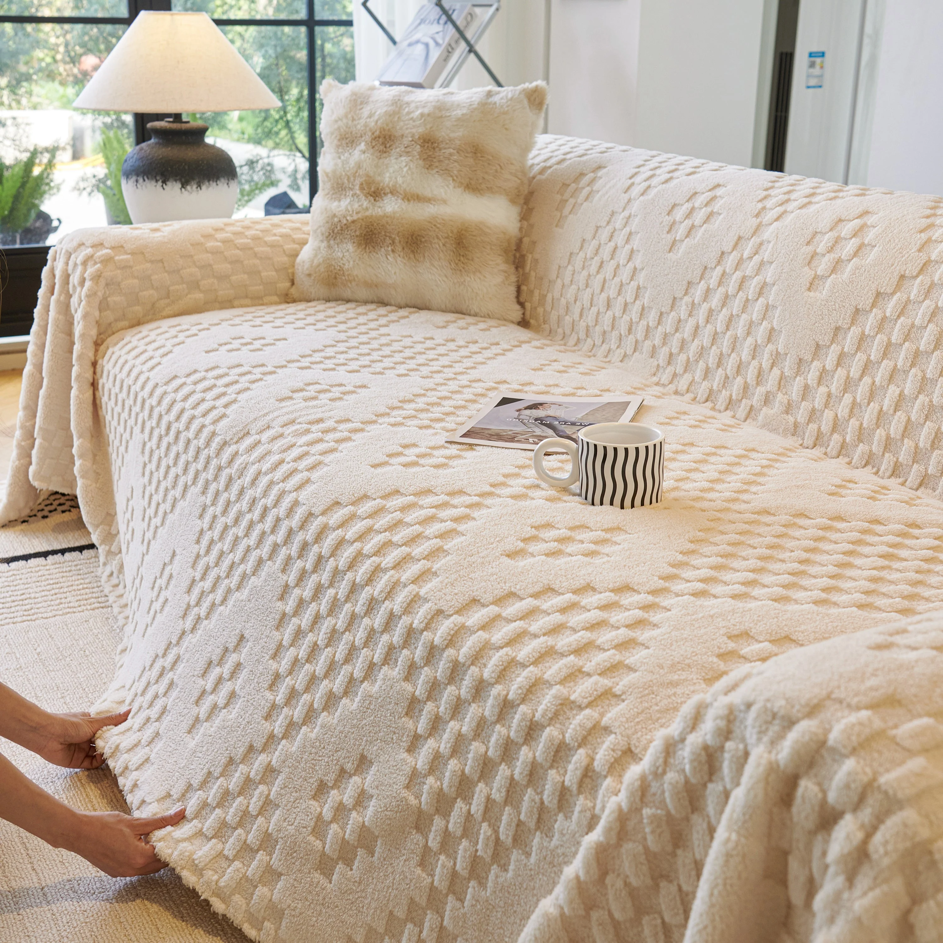 Thickened 3D Plush Premium Living Spaces Couch Covers Soft and Warm Couch Protector Blanket - Image 16