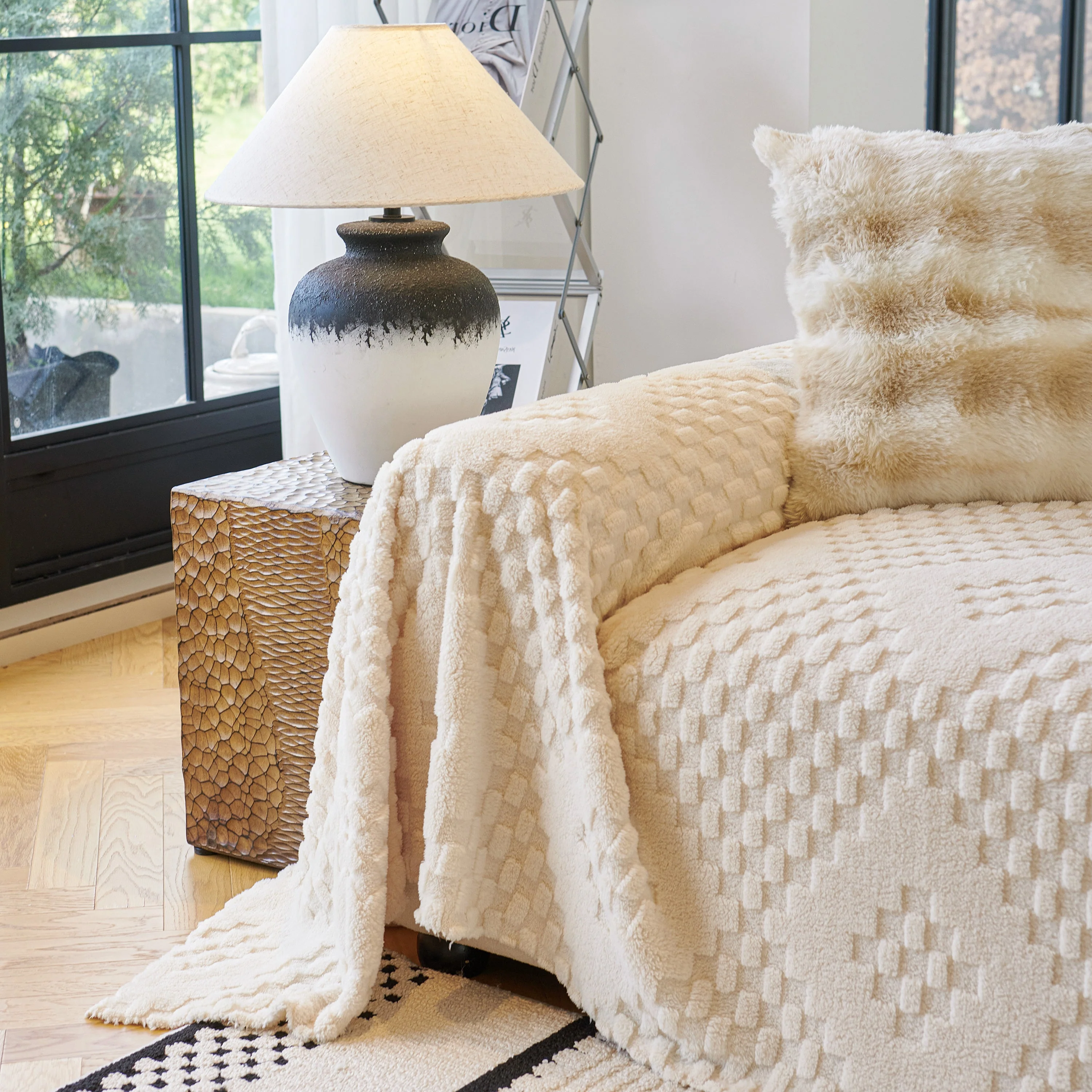 Thickened 3D Plush Premium Living Spaces Couch Covers Soft and Warm Couch Protector Blanket - Image 19