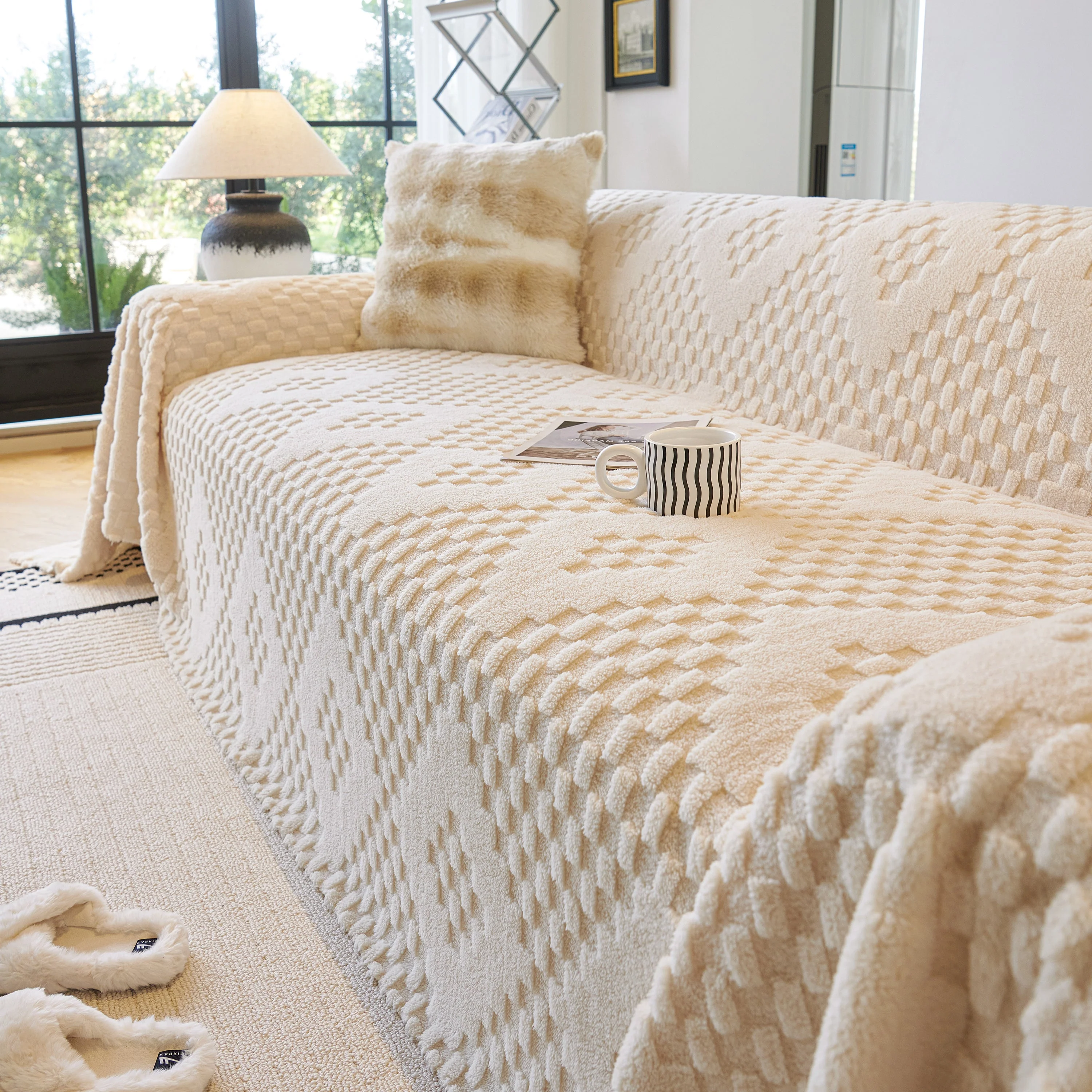 Thickened 3D Plush Premium Living Spaces Couch Covers Soft and Warm Couch Protector Blanket - Image 20