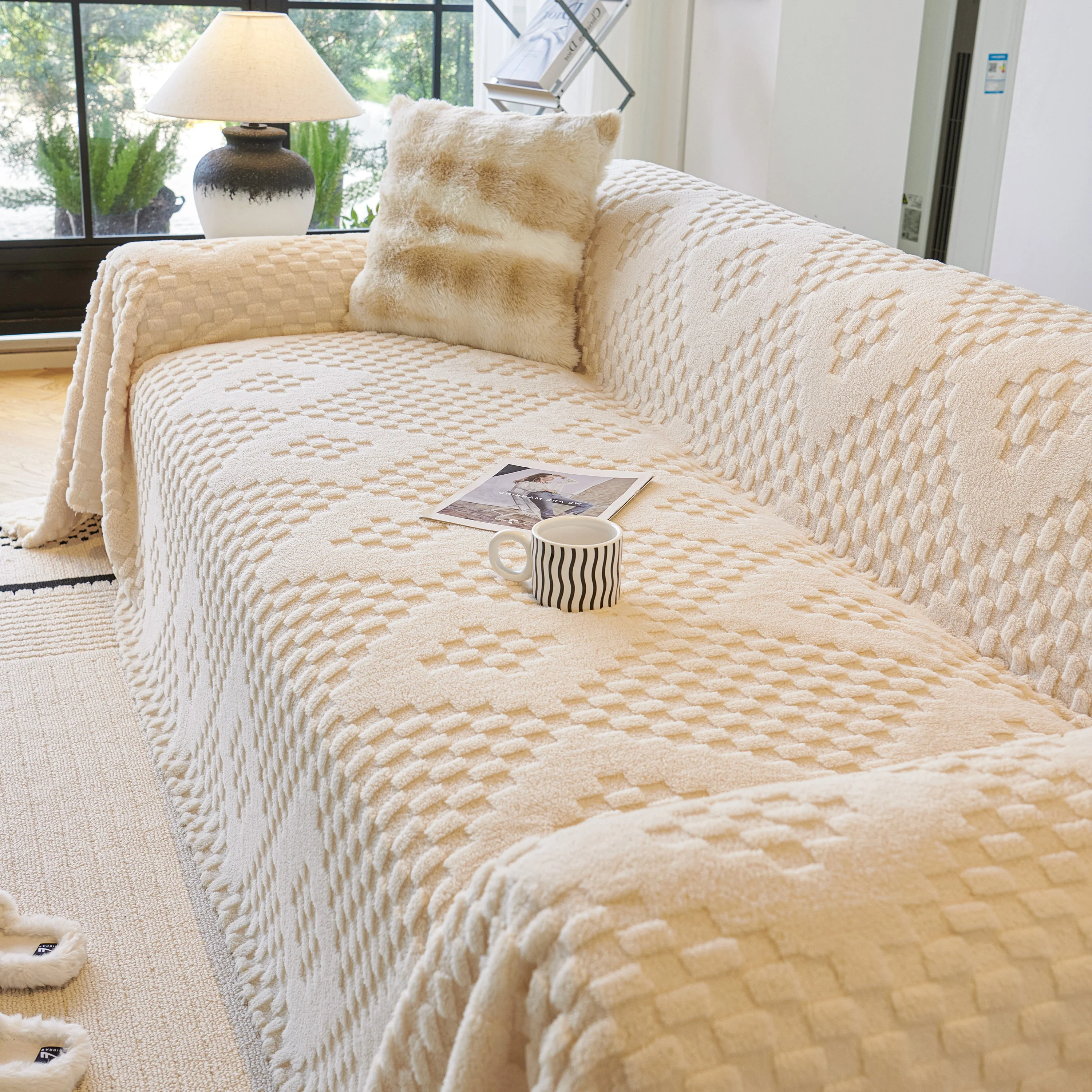 Thickened 3D Plush Premium Living Spaces Couch Covers Soft and Warm Couch Protector Blanket - Image 21