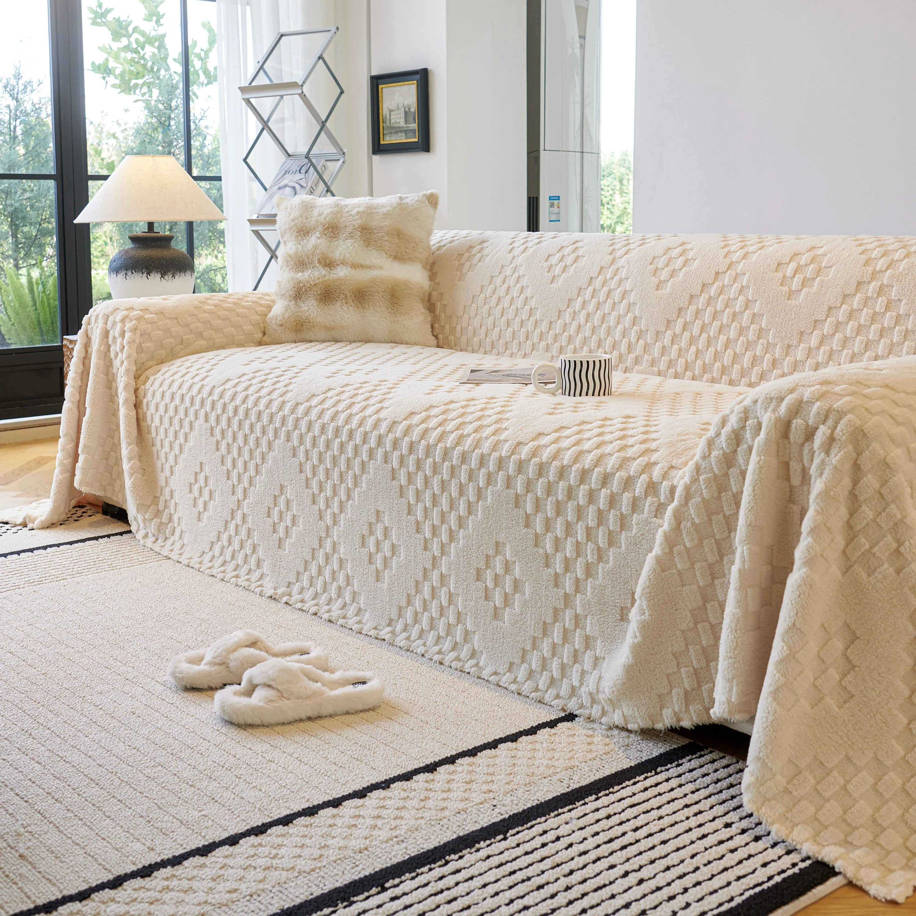 Thickened 3D Plush Premium Living Spaces Couch Covers Soft and Warm Couch Protector Blanket - Image 22