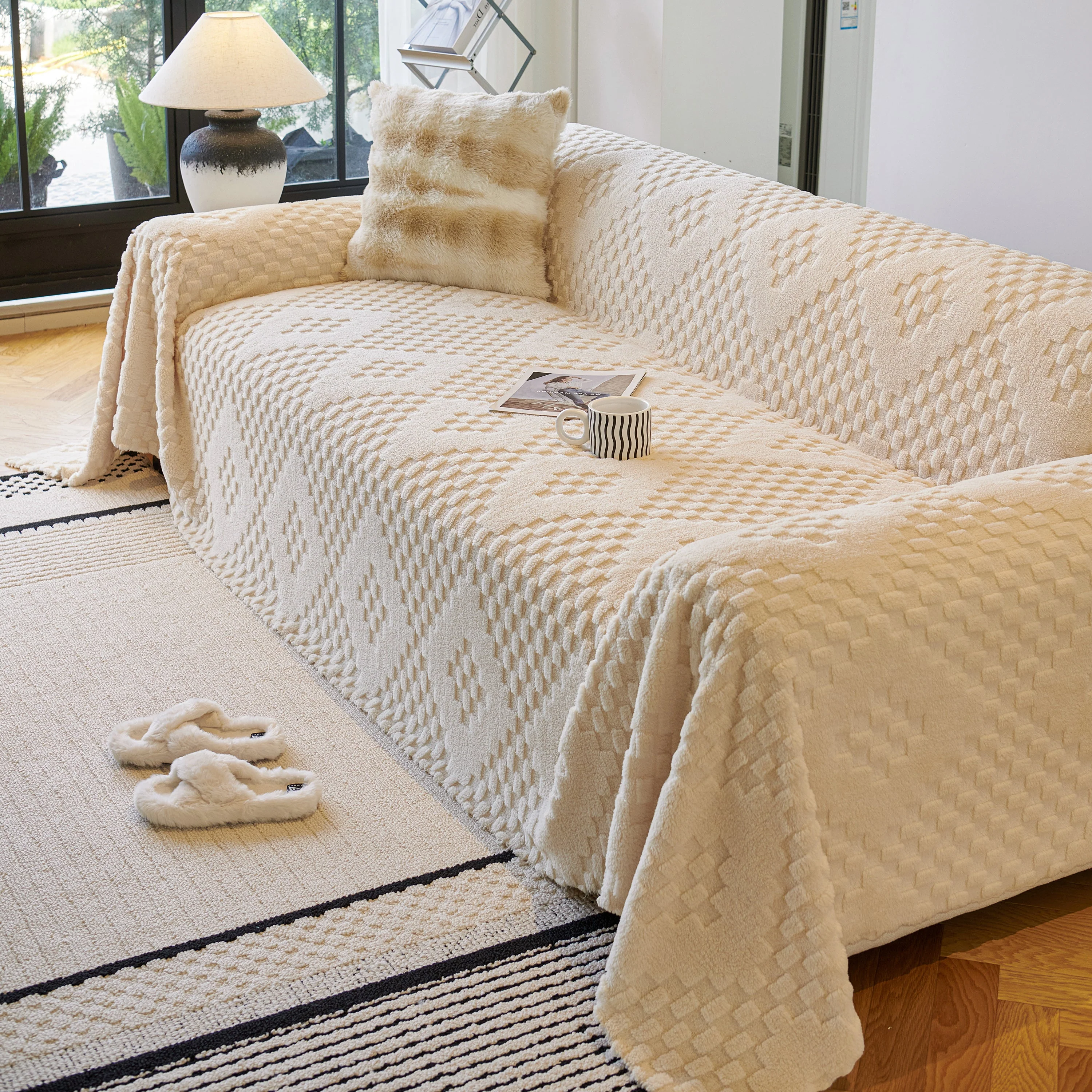 Thickened 3D Plush Premium Living Spaces Couch Covers Soft and Warm Couch Protector Blanket - Image 24