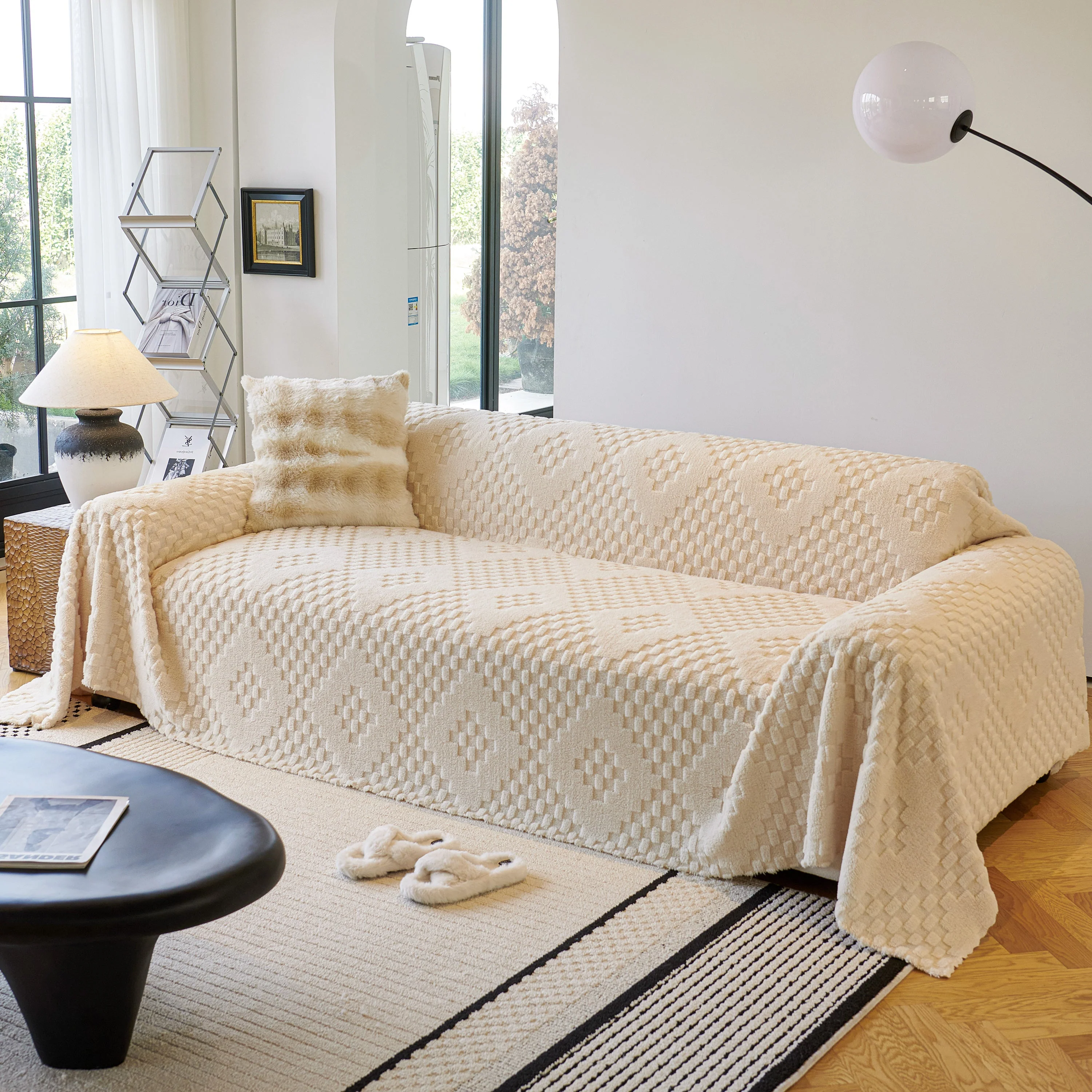 Thickened 3D Plush Premium Living Spaces Couch Covers Soft and Warm Couch Protector Blanket - Image 26
