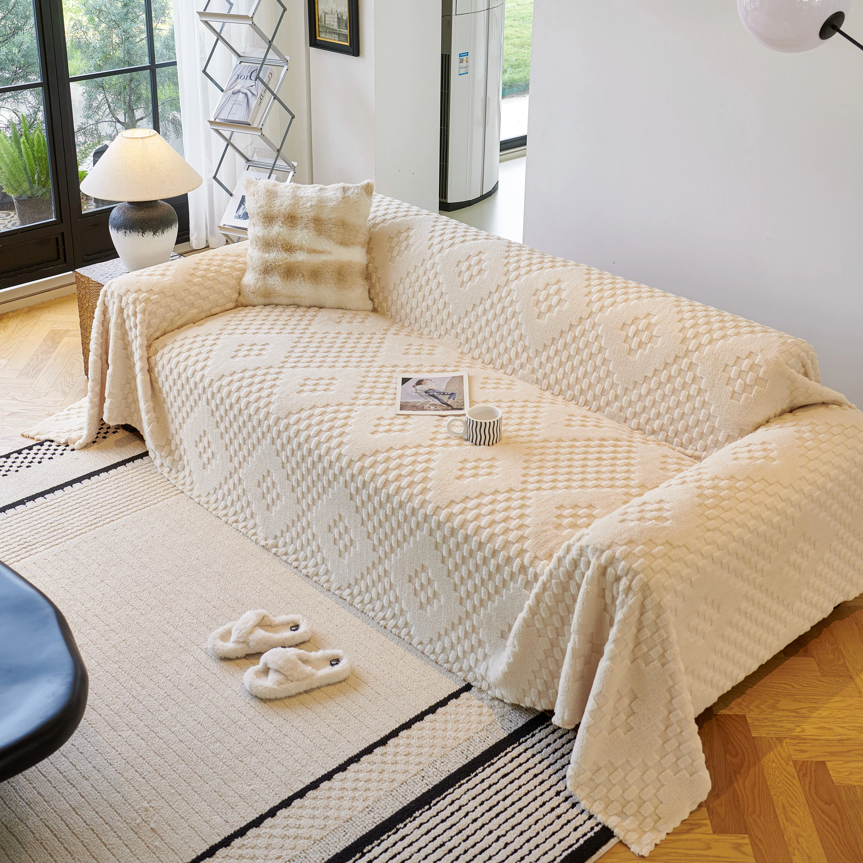 Thickened 3D Plush Premium Living Spaces Couch Covers Soft and Warm Couch Protector Blanket - Image 27
