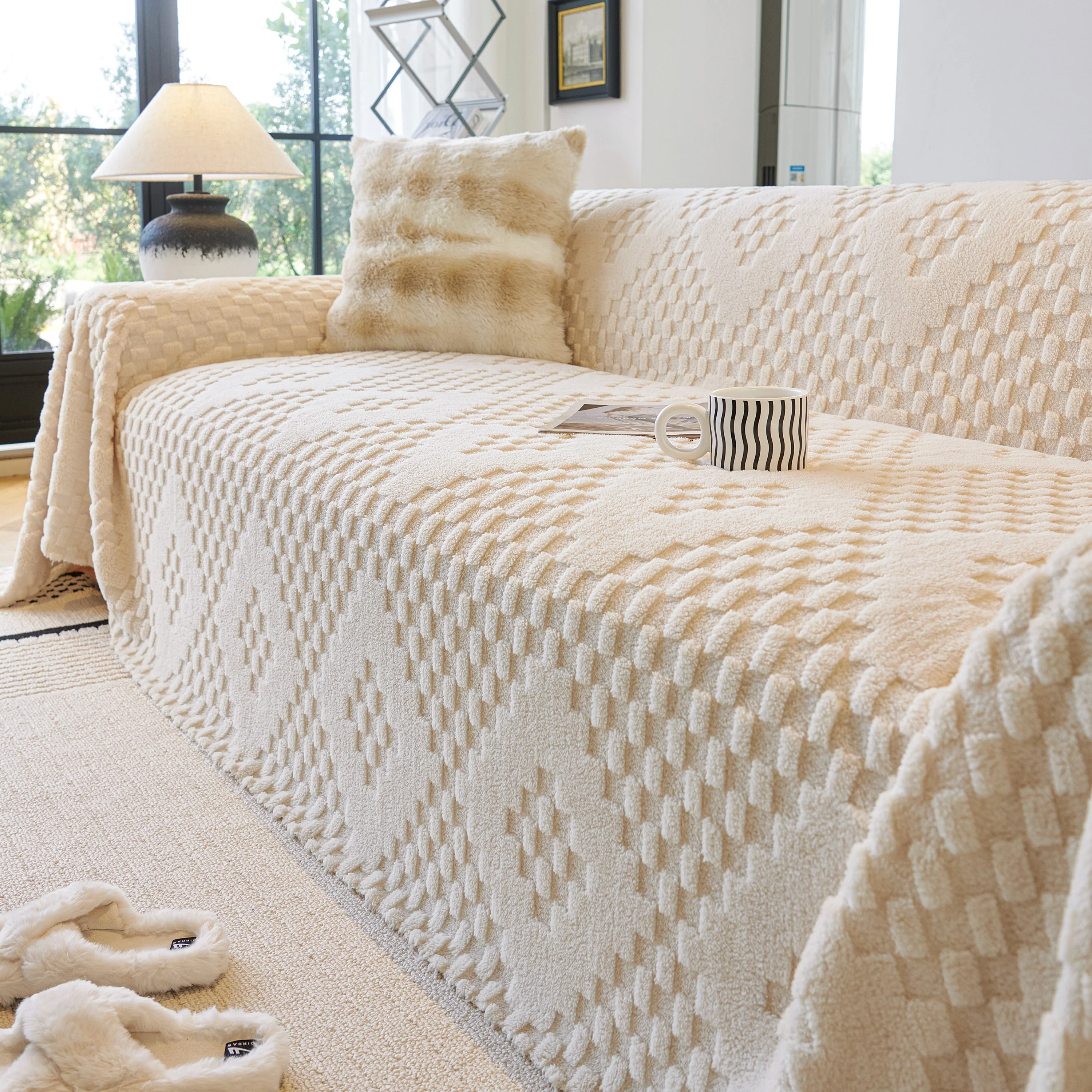 Thickened 3D Plush Premium Living Spaces Couch Covers Soft and Warm Couch Protector Blanket - Image 45