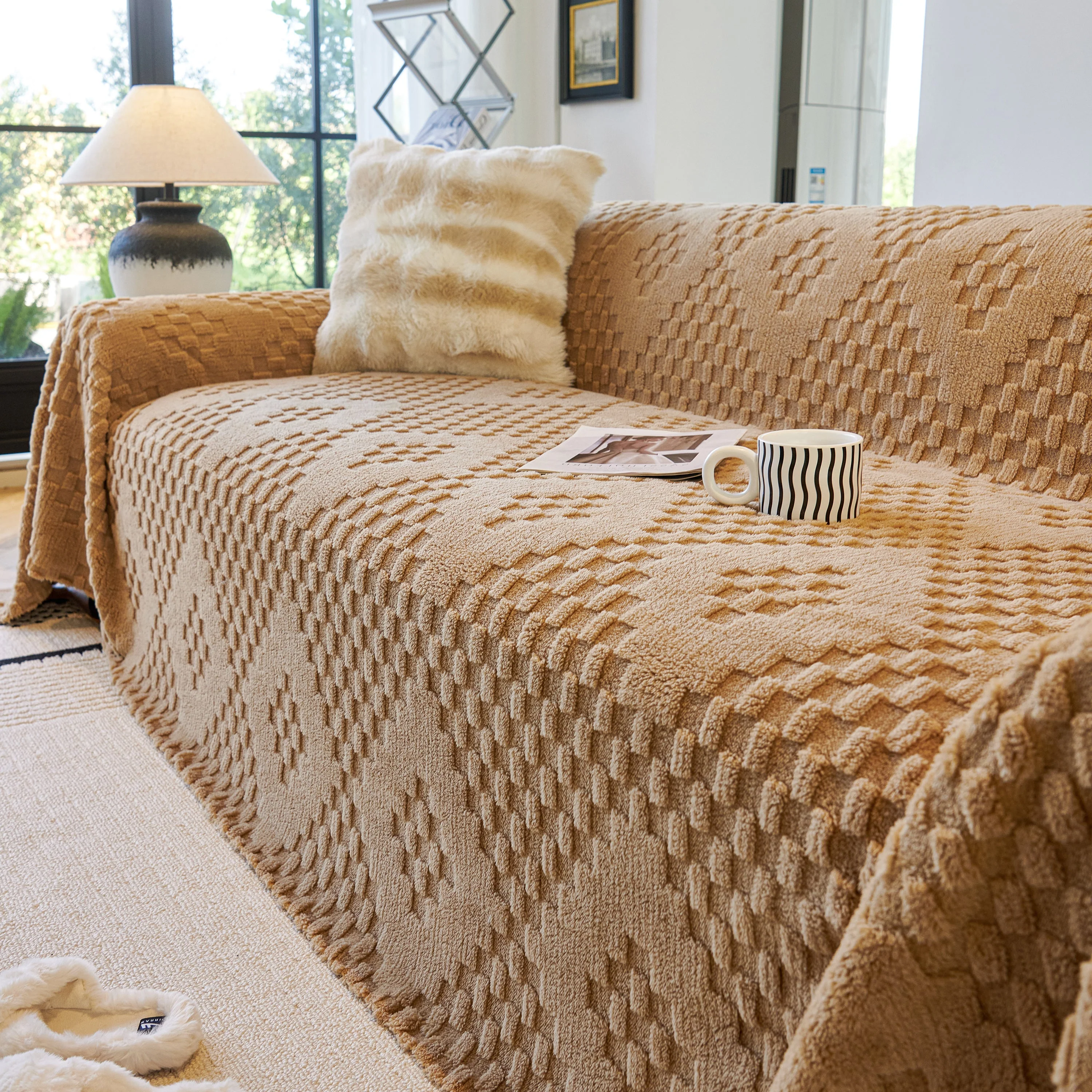 Thickened 3D Plush Premium Living Spaces Couch Covers Soft and Warm Couch Protector Blanket - Image 46