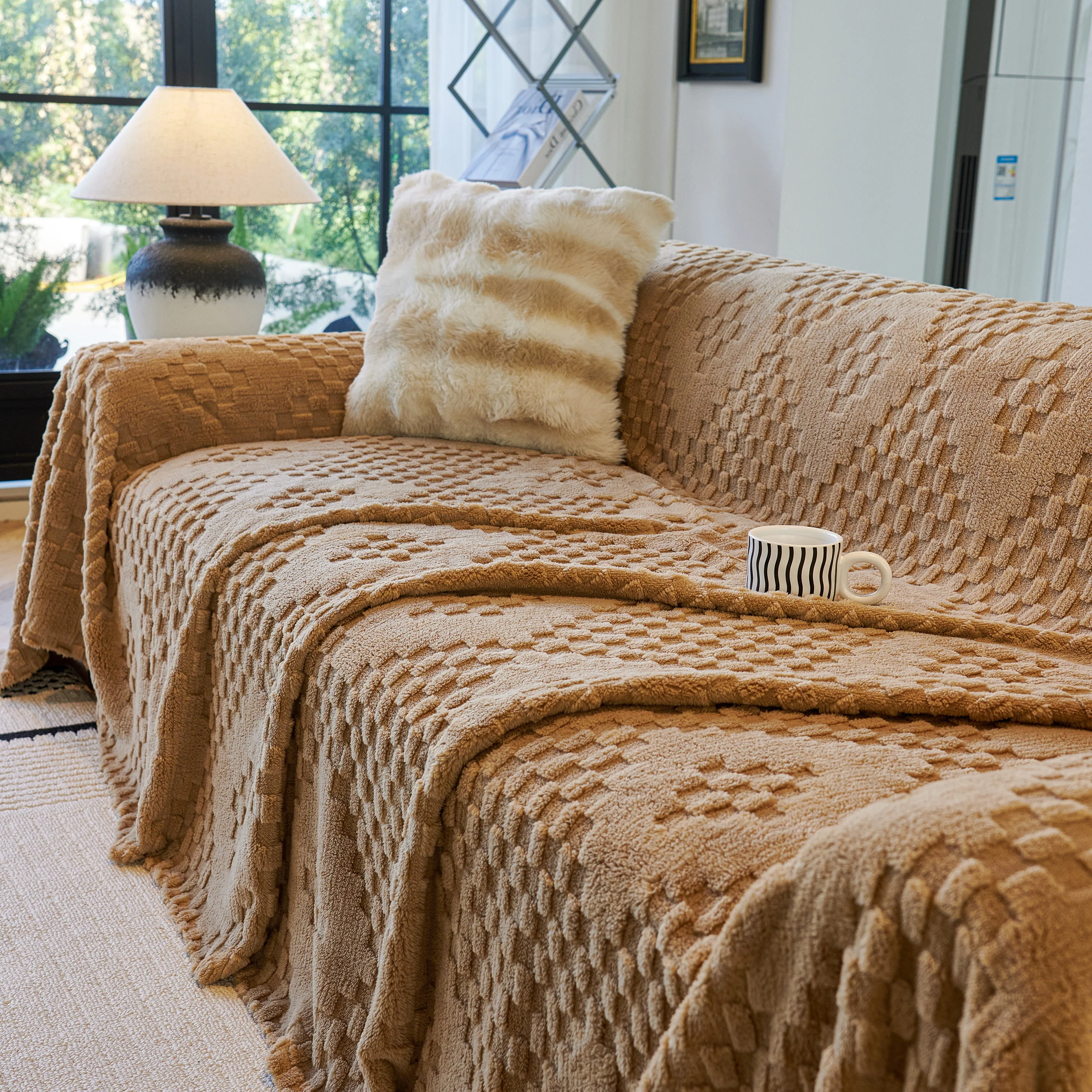 Thickened 3D Plush Premium Living Spaces Couch Covers Soft and Warm Couch Protector Blanket - Image 52