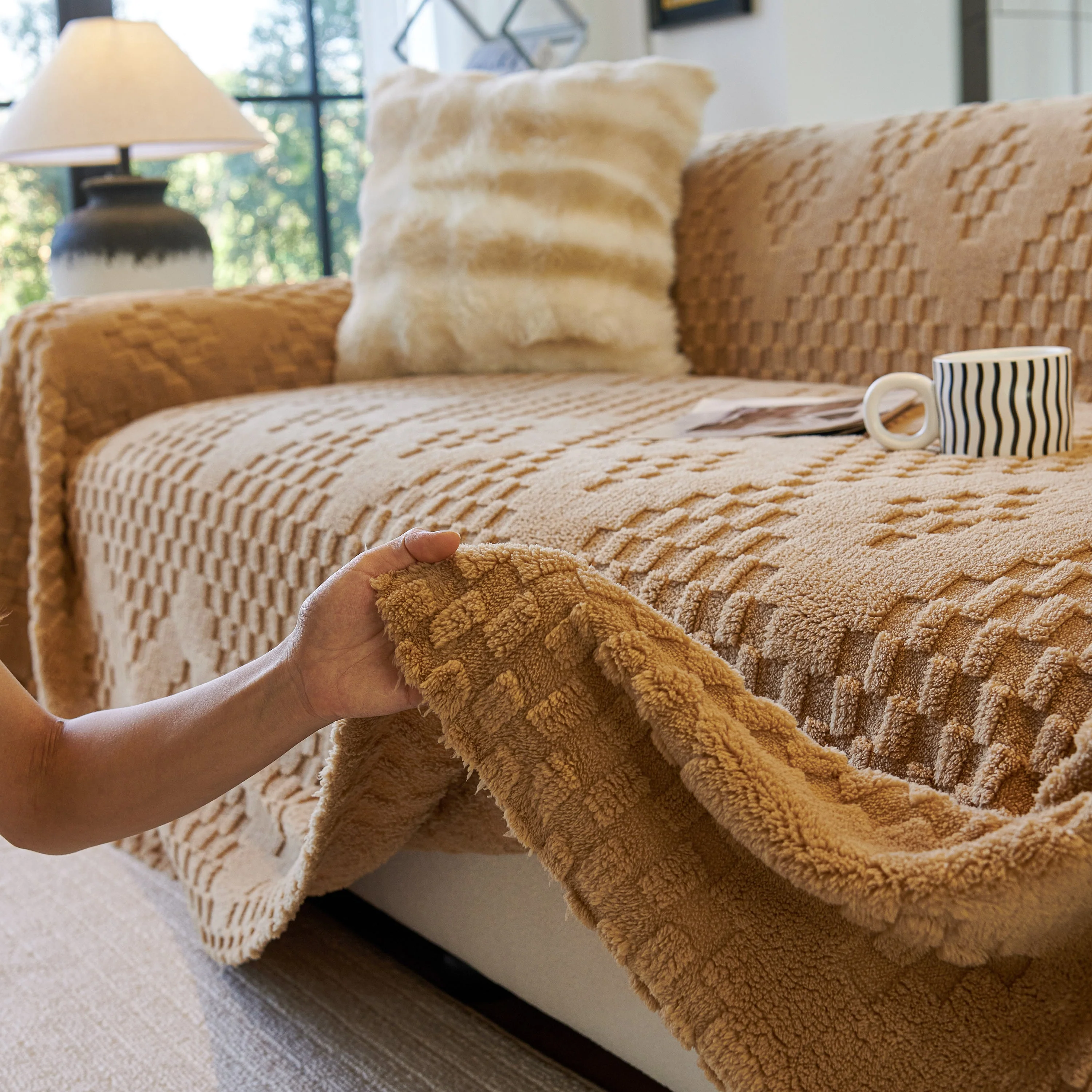 Thickened 3D Plush Premium Living Spaces Couch Covers Soft and Warm Couch Protector Blanket - Image 55