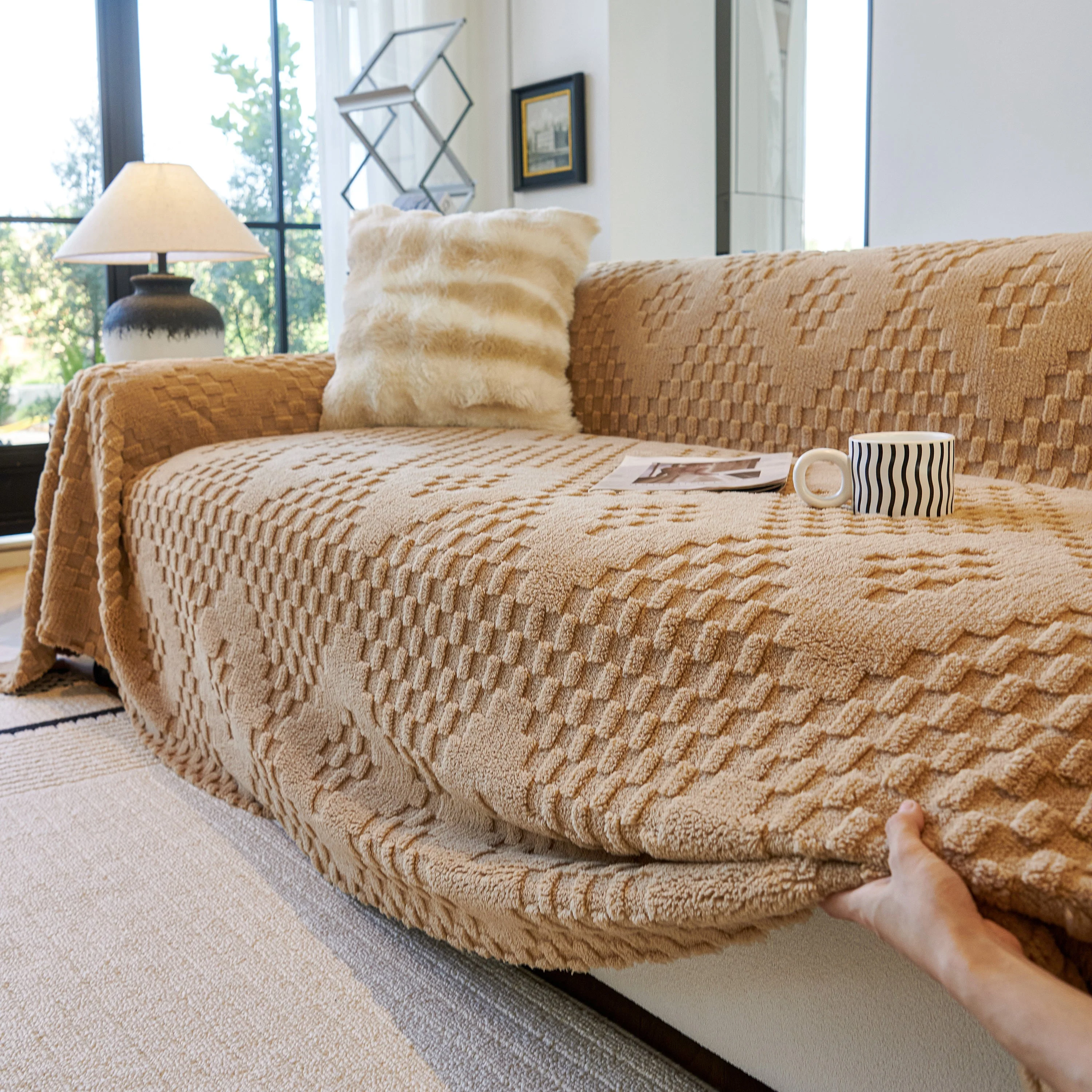 Thickened 3D Plush Premium Living Spaces Couch Covers Soft and Warm Couch Protector Blanket - Image 56