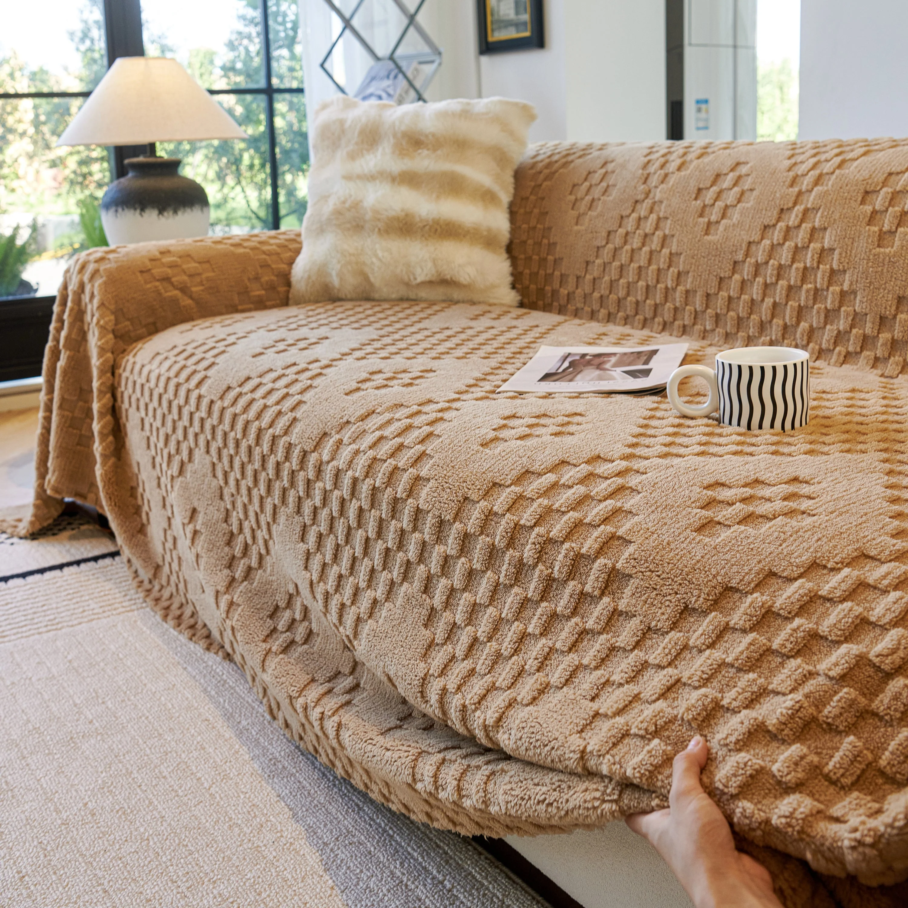 Thickened 3D Plush Premium Living Spaces Couch Covers Soft and Warm Couch Protector Blanket - Image 57