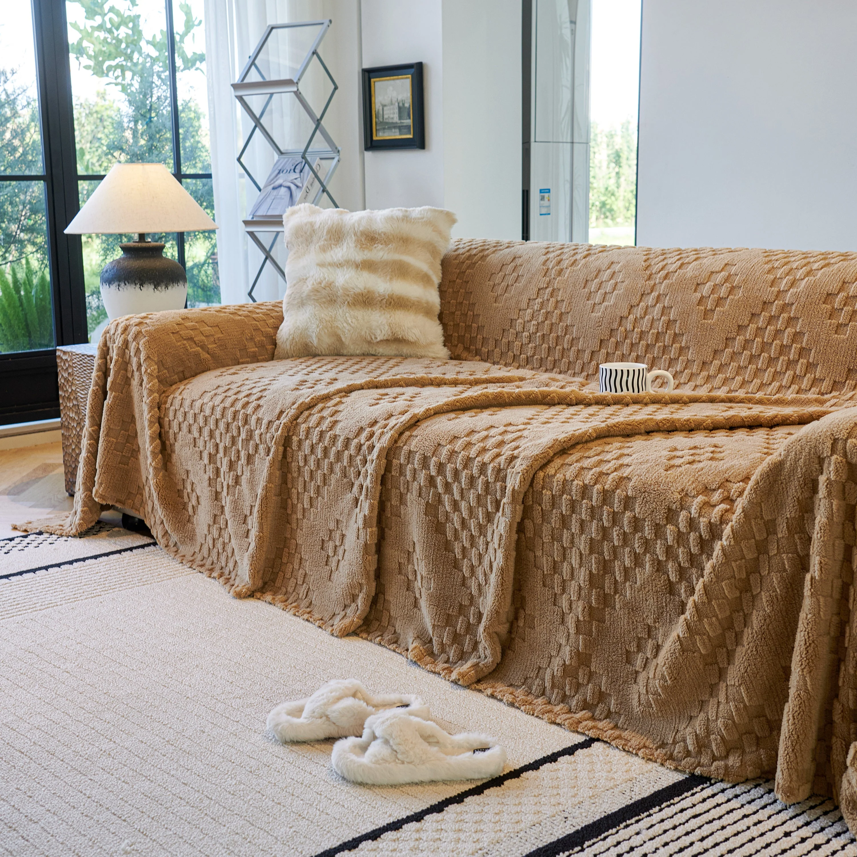 Thickened 3D Plush Premium Living Spaces Couch Covers Soft and Warm Couch Protector Blanket - Image 58