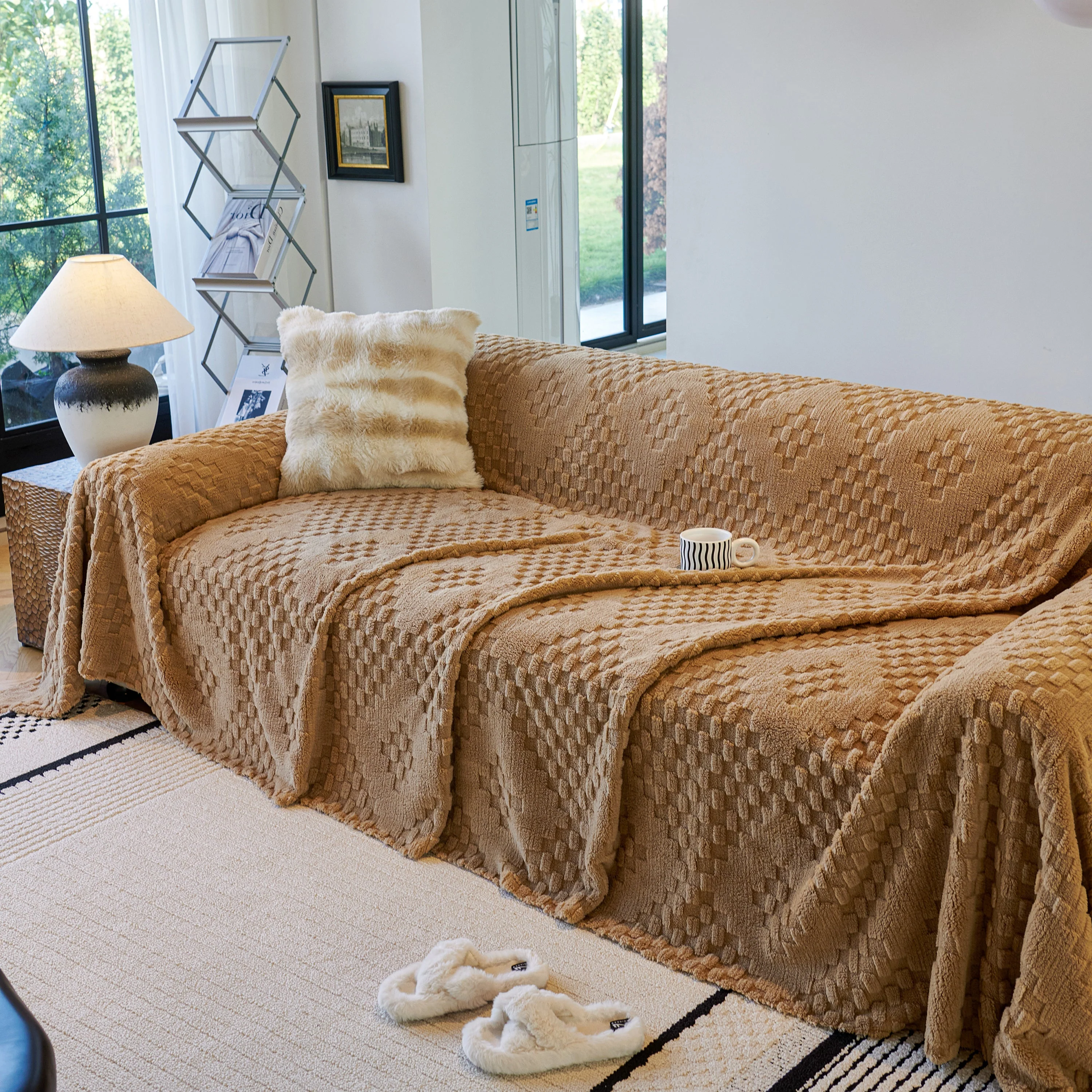 Thickened 3D Plush Premium Living Spaces Couch Covers Soft and Warm Couch Protector Blanket - Image 59