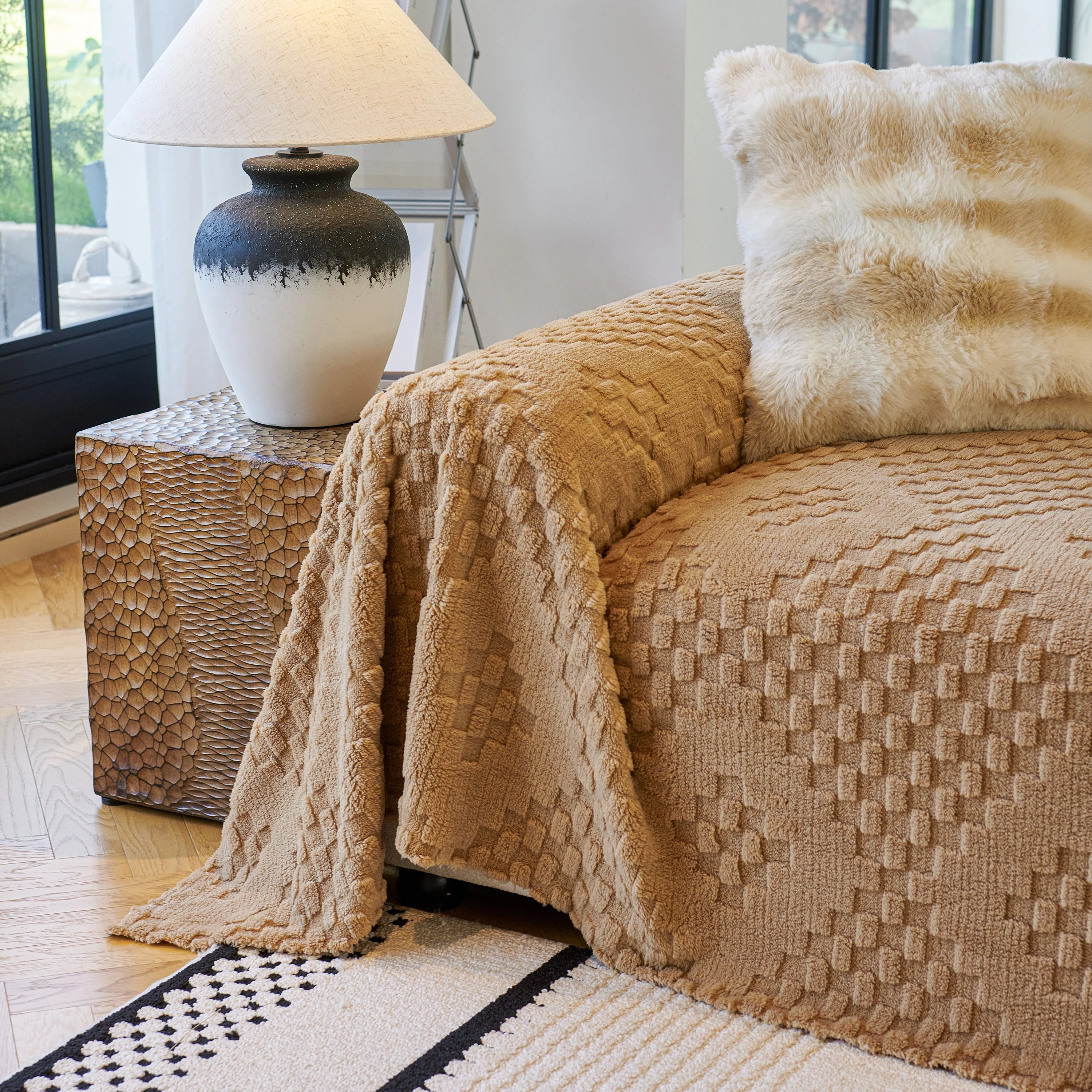 Thickened 3D Plush Premium Living Spaces Couch Covers Soft and Warm Couch Protector Blanket - Image 60