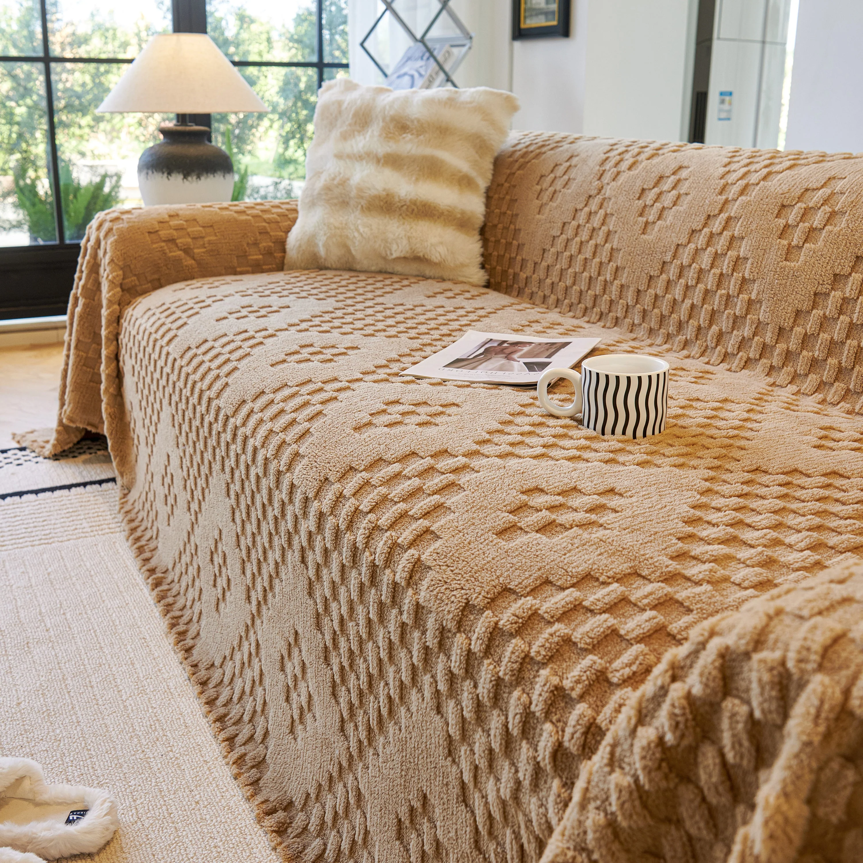 Thickened 3D Plush Premium Living Spaces Couch Covers Soft and Warm Couch Protector Blanket - Image 61