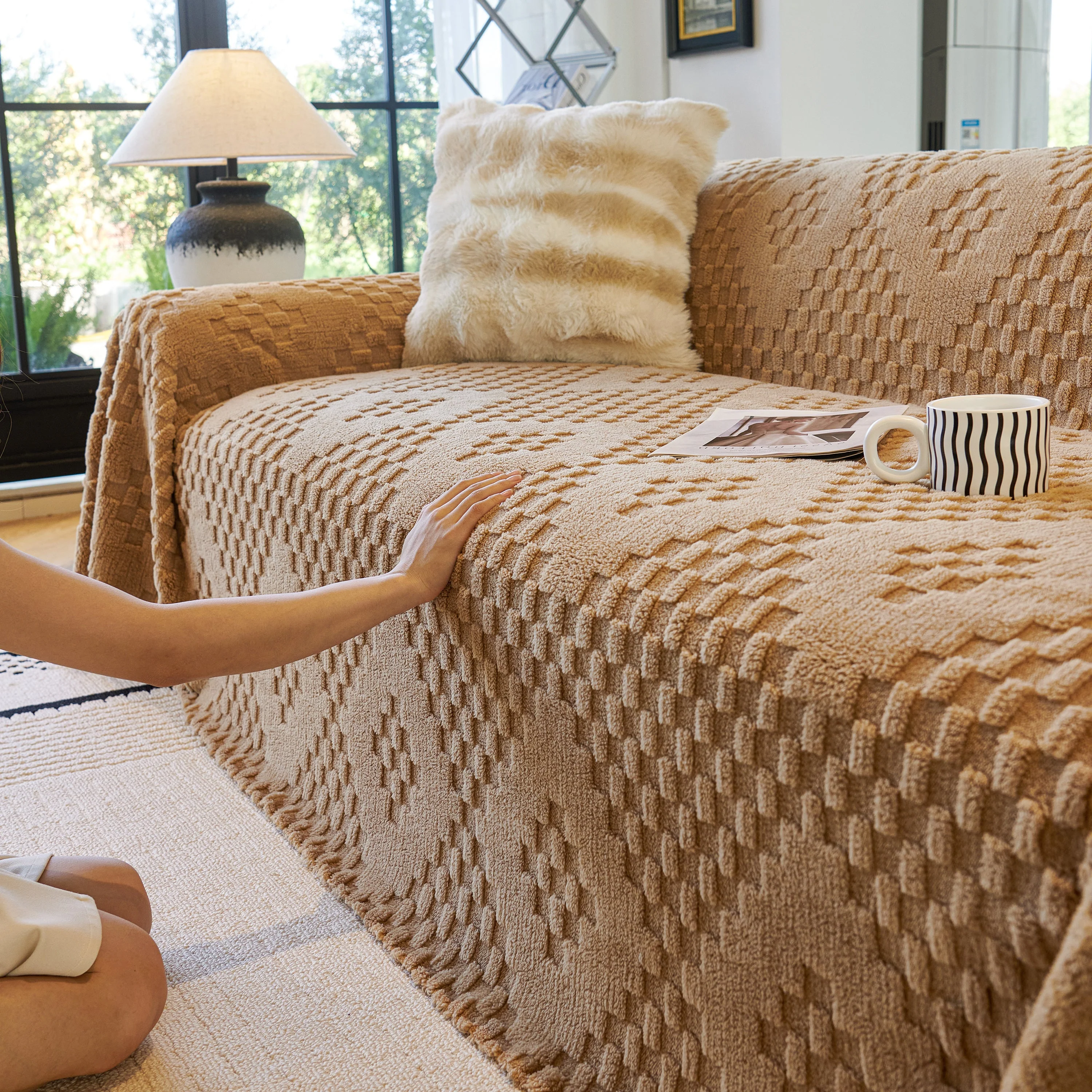 Thickened 3D Plush Premium Living Spaces Couch Covers Soft and Warm Couch Protector Blanket - Image 63