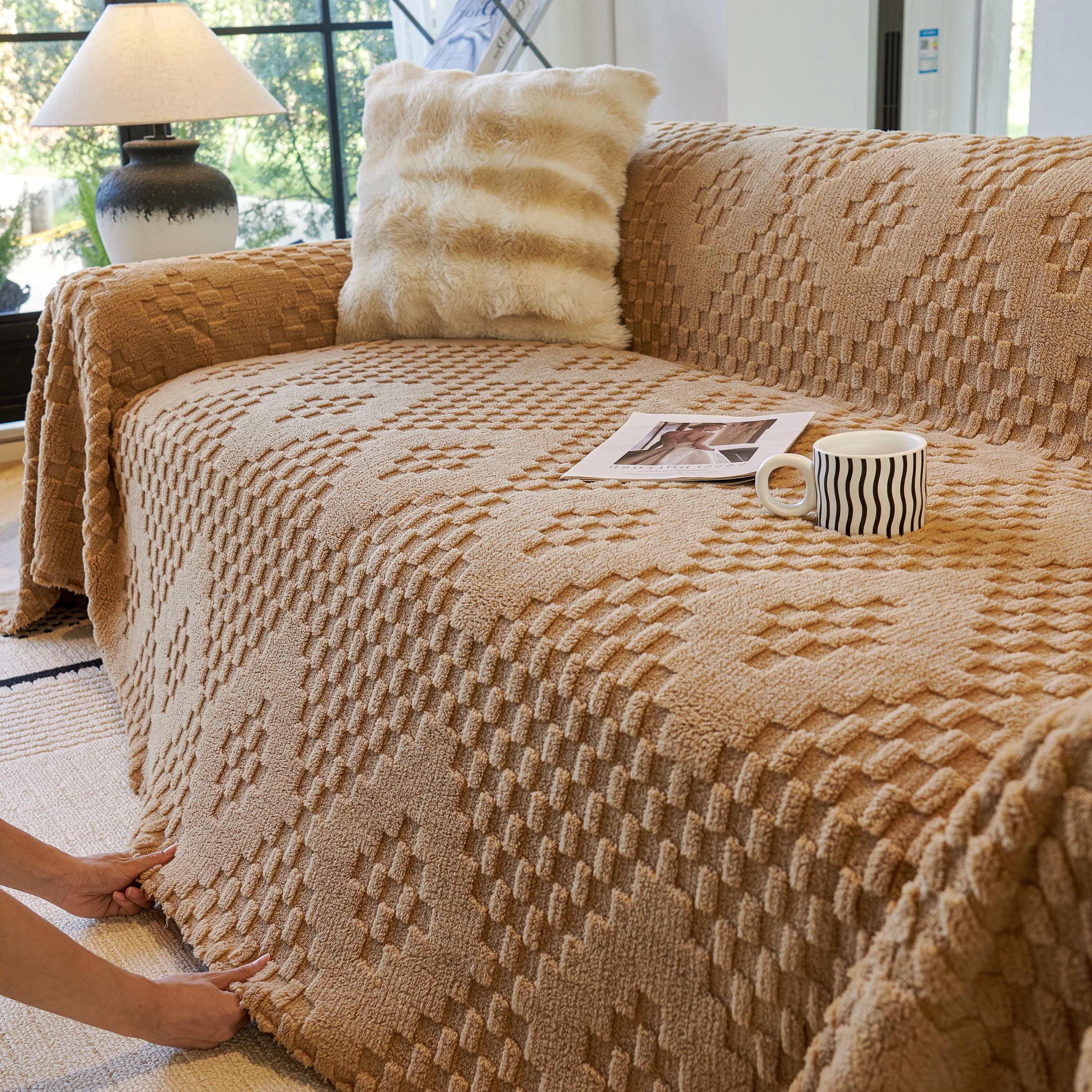 Thickened 3D Plush Premium Living Spaces Couch Covers Soft and Warm Couch Protector Blanket - Image 65