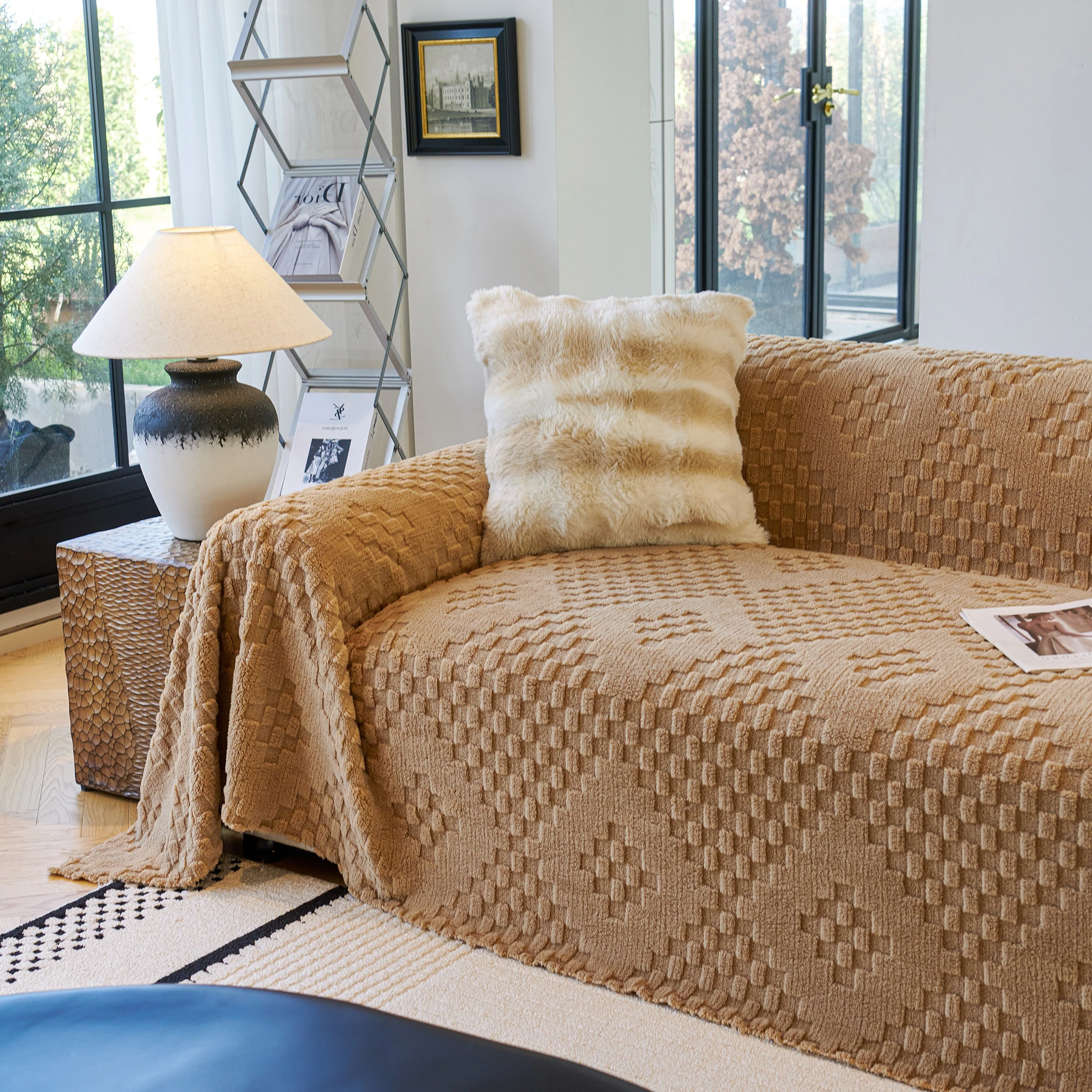 Thickened 3D Plush Premium Living Spaces Couch Covers Soft and Warm Couch Protector Blanket - Image 66