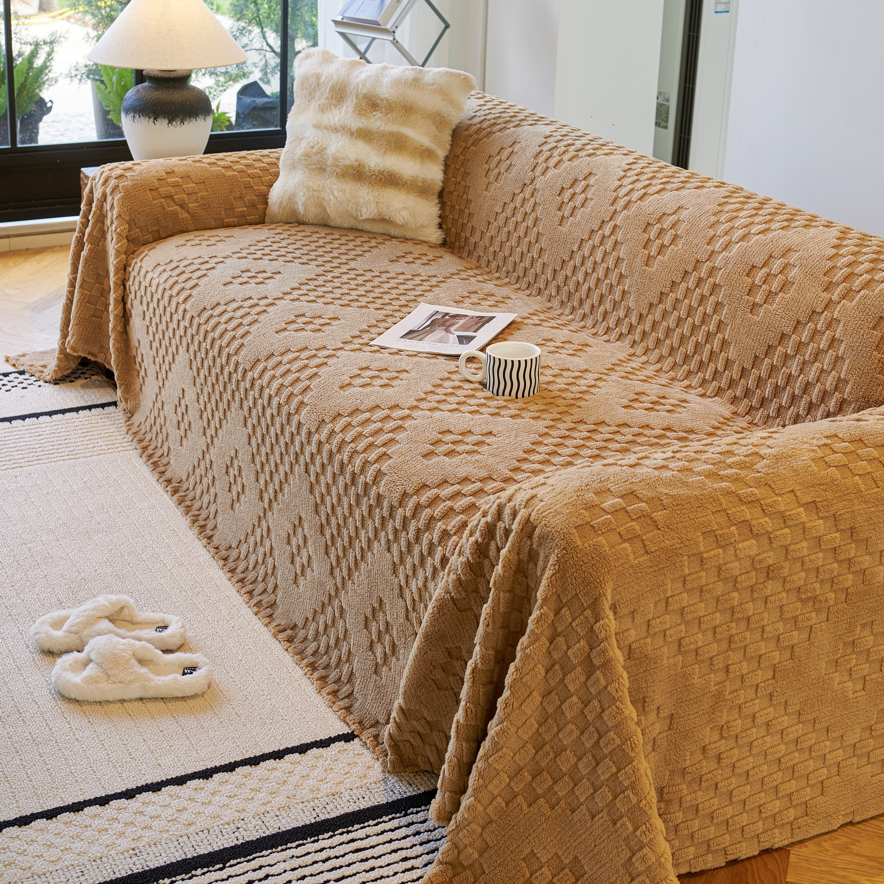 Thickened 3D Plush Premium Living Spaces Couch Covers Soft and Warm Couch Protector Blanket - Image 68