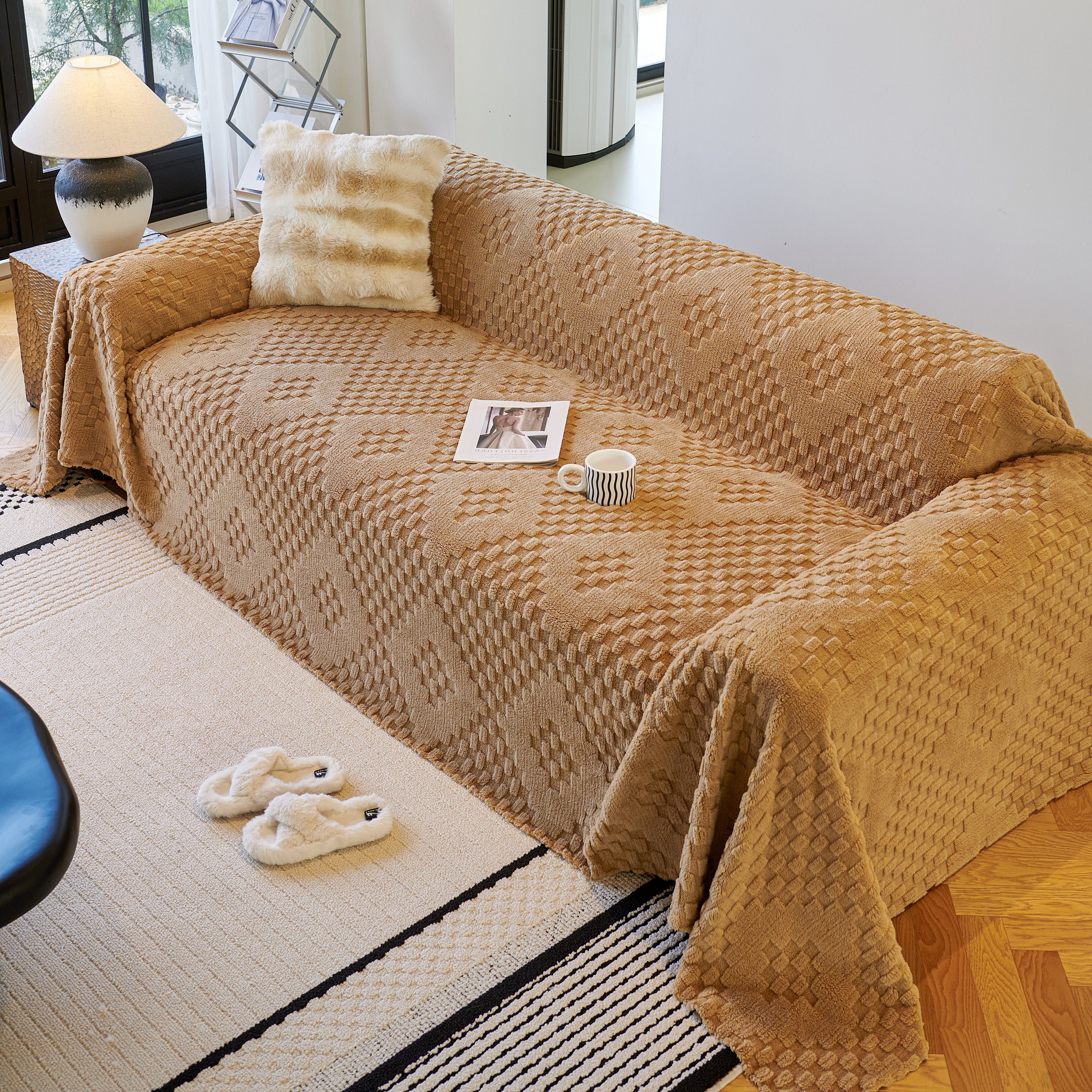 Thickened 3D Plush Premium Living Spaces Couch Covers Soft and Warm Couch Protector Blanket - Image 69
