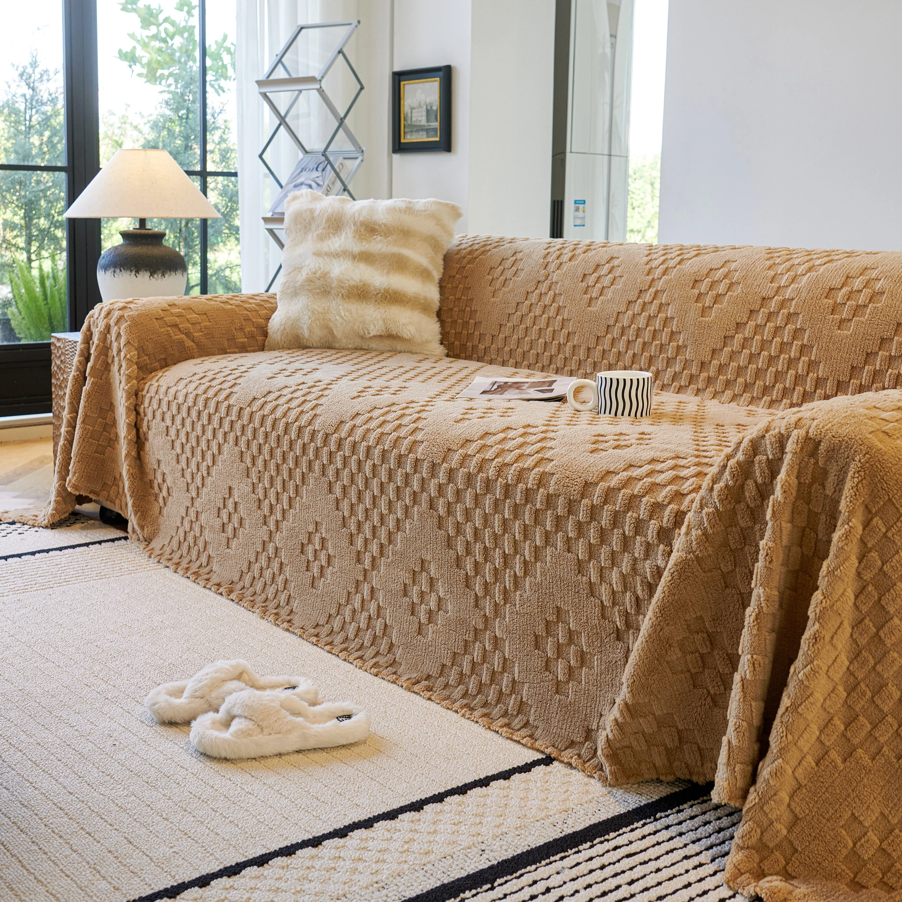 Thickened 3D Plush Premium Living Spaces Couch Covers Soft and Warm Couch Protector Blanket - Image 70