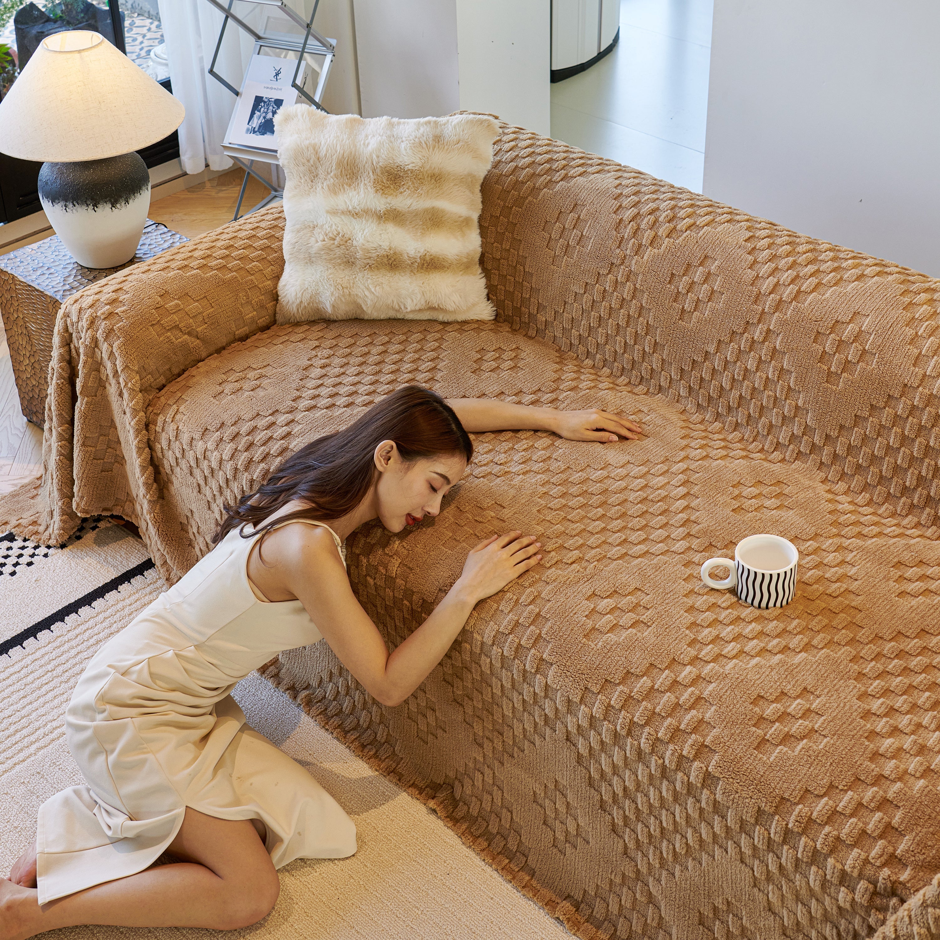 Thickened 3D Plush Premium Living Spaces Couch Covers Soft and Warm Couch Protector Blanket - Image 86