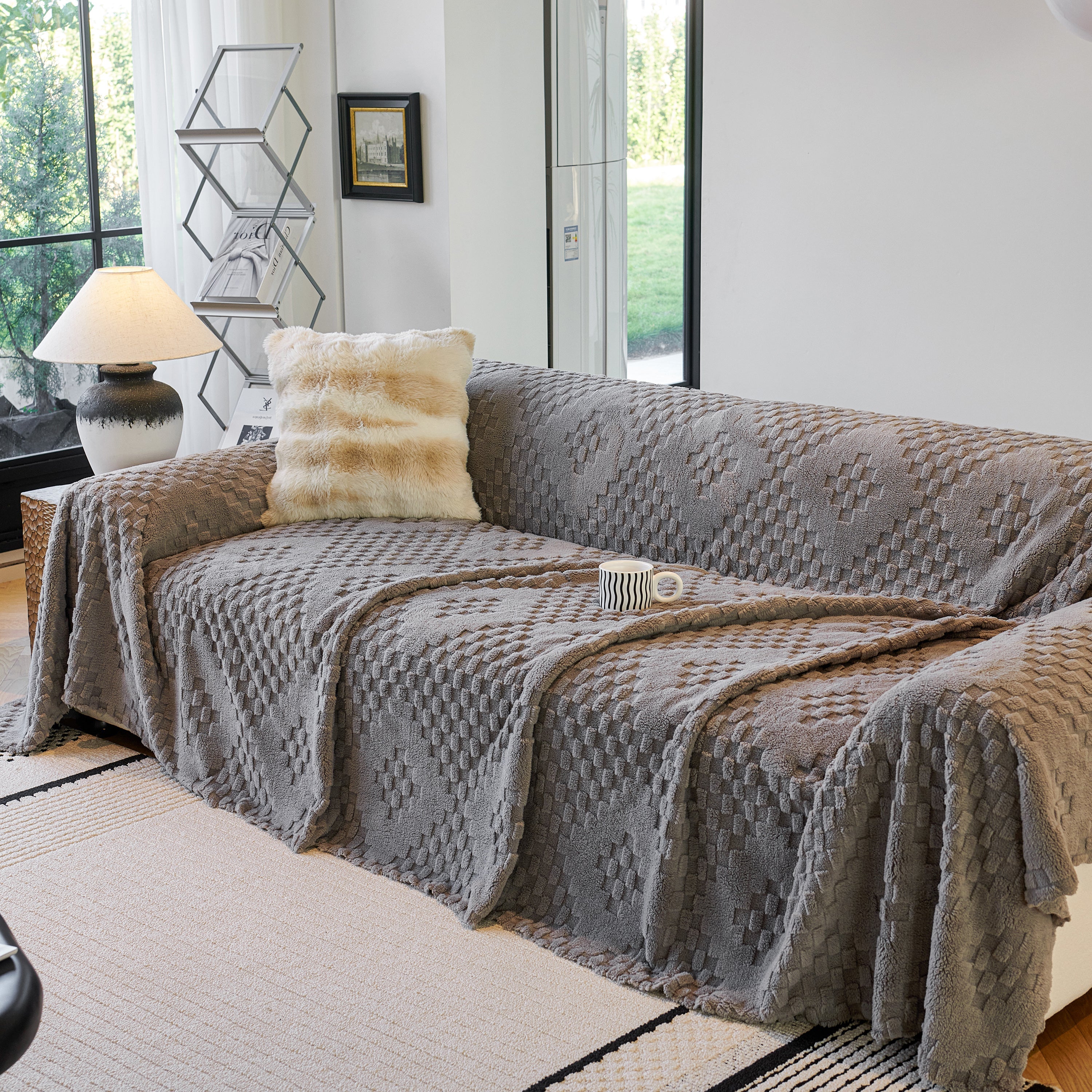 Thickened 3D Plush Premium Living Spaces Couch Covers Soft and Warm Couch Protector Blanket - Image 95