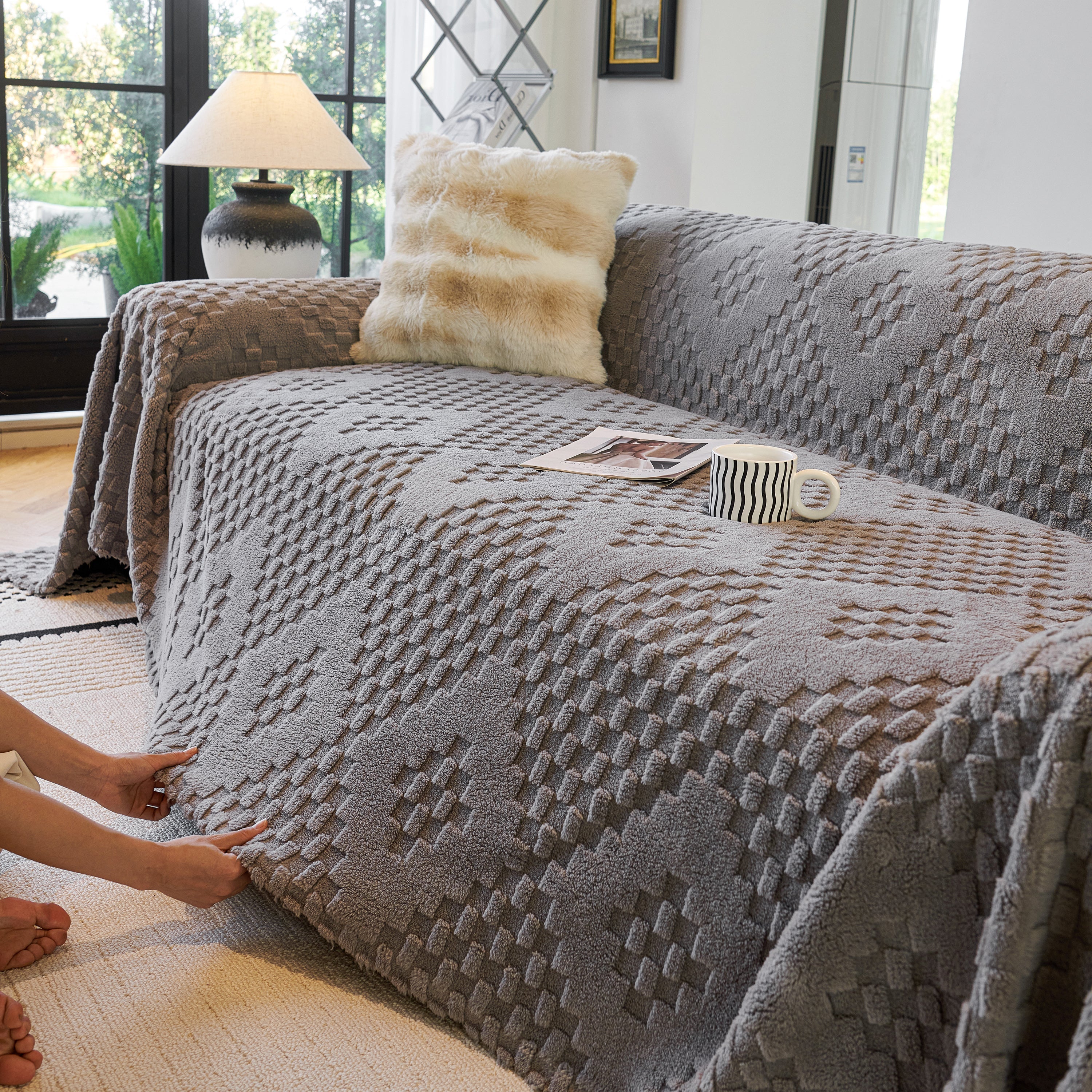 Thickened 3D Plush Premium Living Spaces Couch Covers Soft and Warm Couch Protector Blanket - Image 98