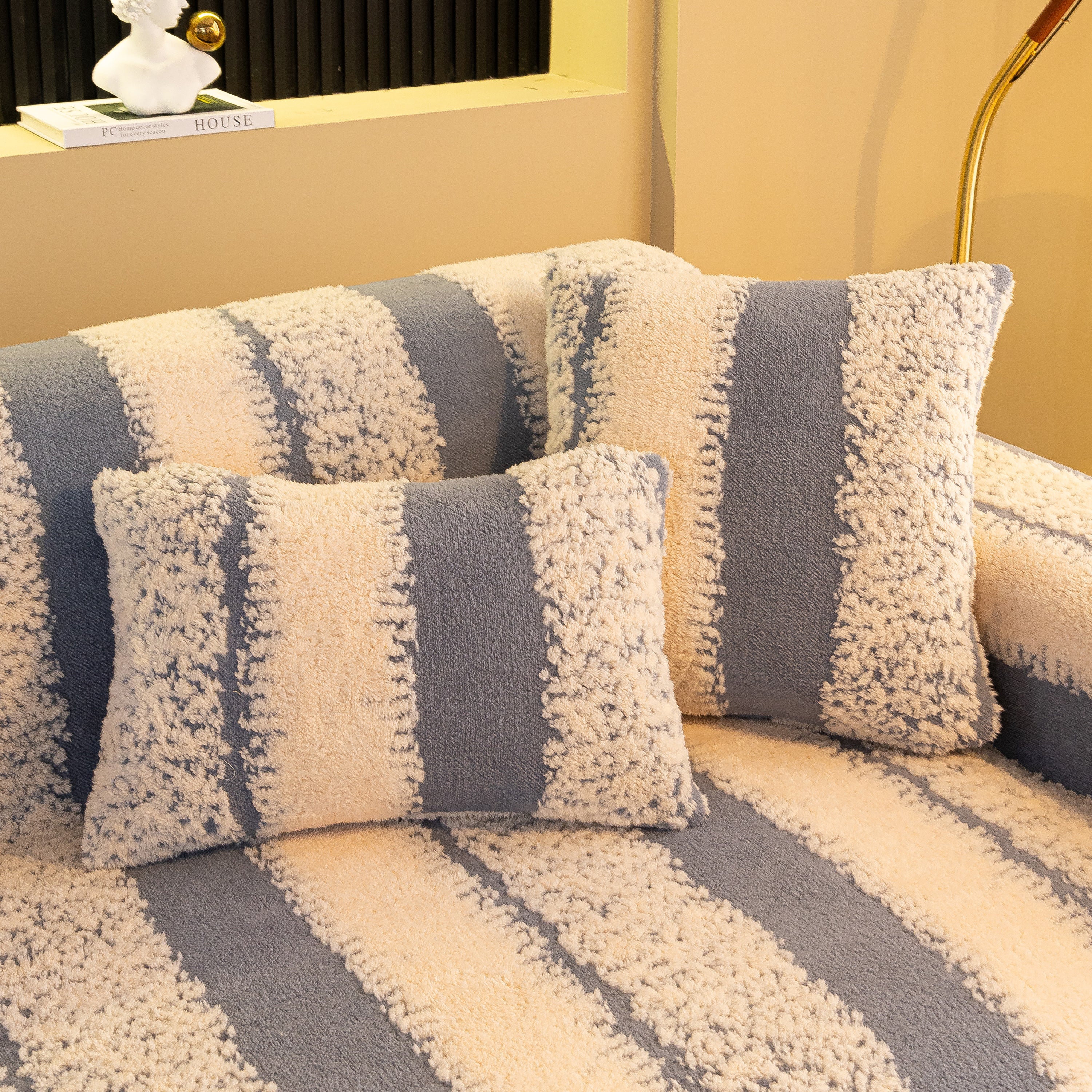 Thickened Coral Fleece Sofa Throw Cover Slipcover Warm Jacquard Cozy Couch Cover Blankets - Image 45