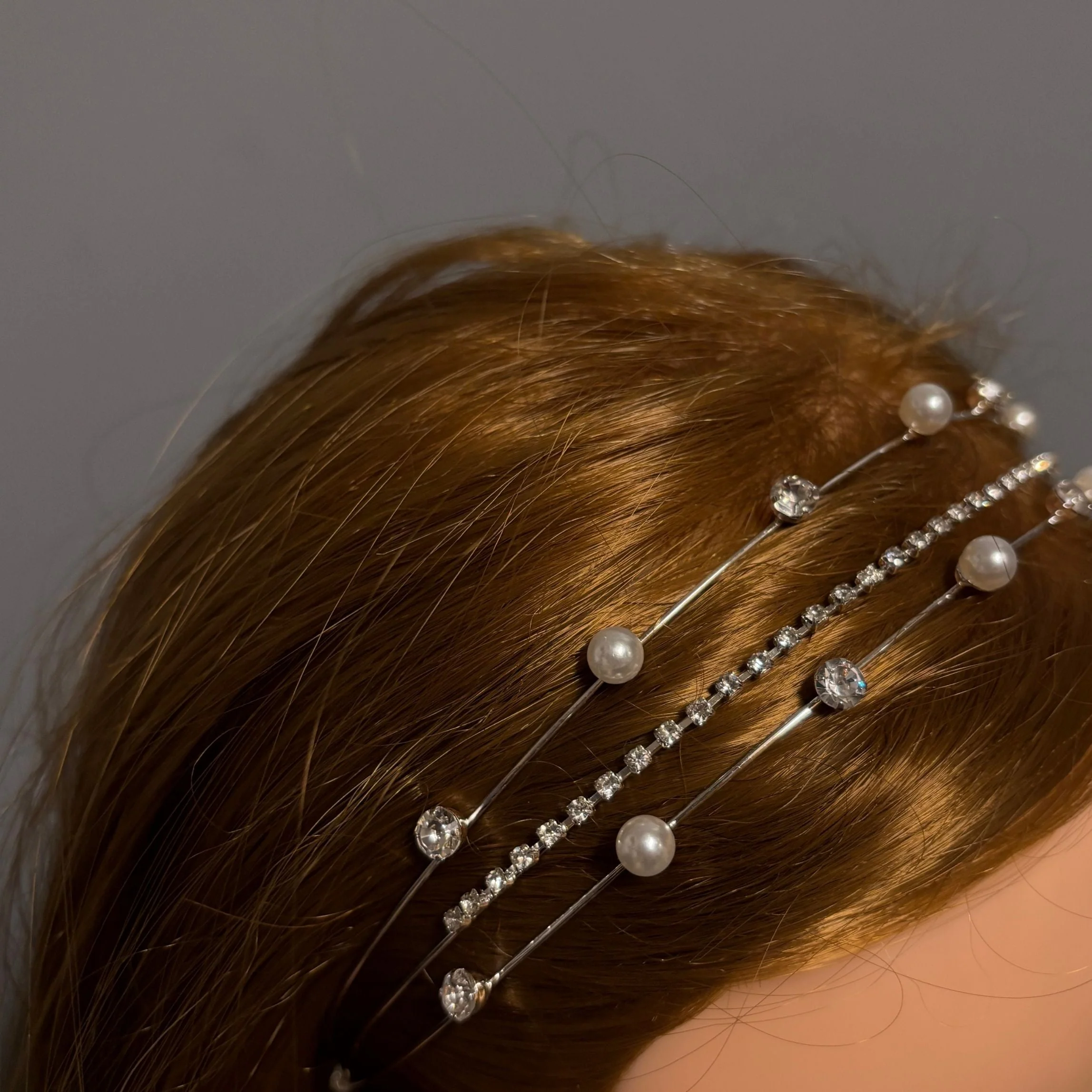 Three Strand Jeweled Headband Tiara | Party or Bridal Hair Accessory [Available in Gold or Silver] - Image 9