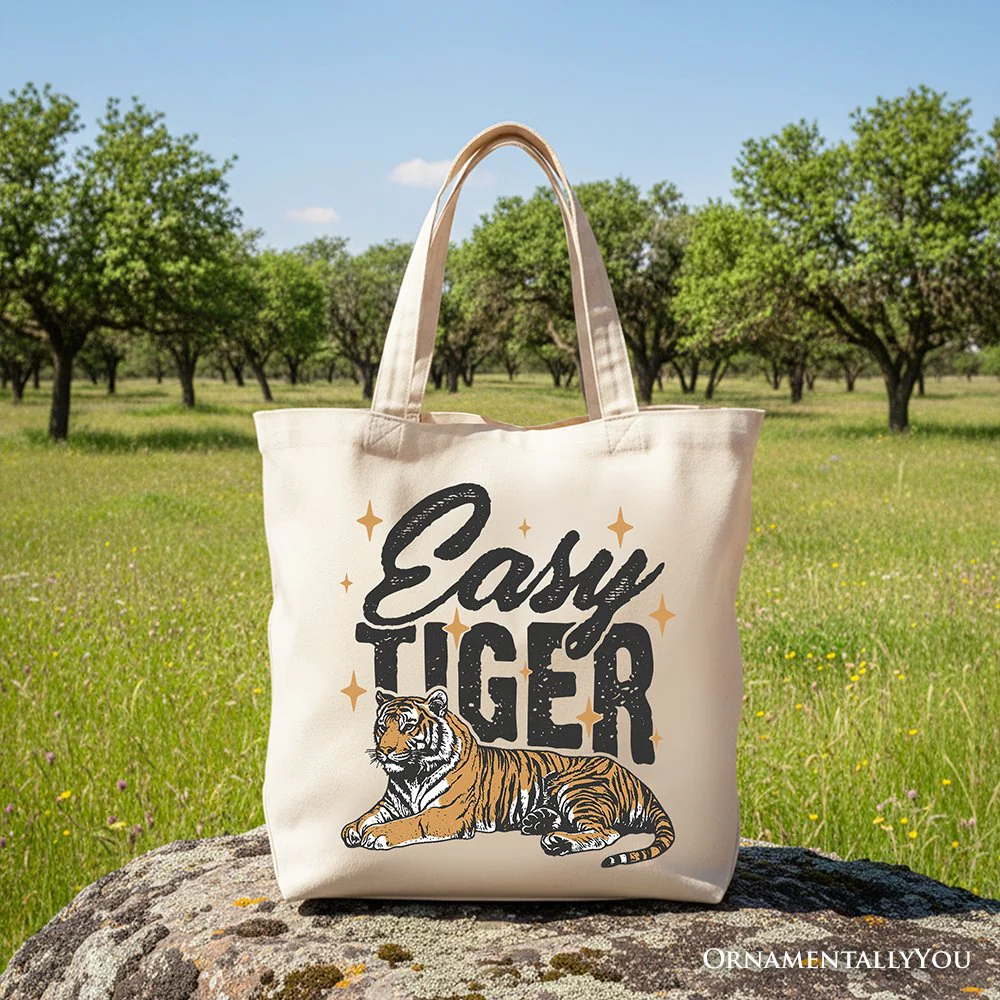 Tiger Retro Grunge Canvas Tote Bag, Vintage Gift Shopper With Wild Animal - Image 4