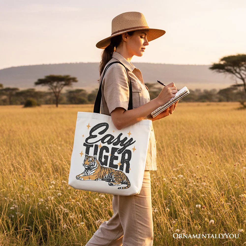 Tiger Retro Grunge Canvas Tote Bag, Vintage Gift Shopper With Wild Animal - Image 6