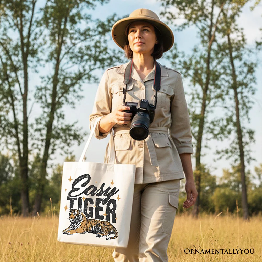 Tiger Retro Grunge Canvas Tote Bag, Vintage Gift Shopper With Wild Animal - Image 8